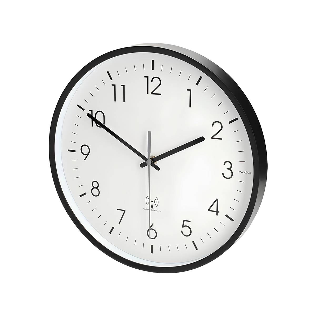 Funkuhr Wanduhr 30 cm leise automatische Synchronisation Weiß-Schwarz