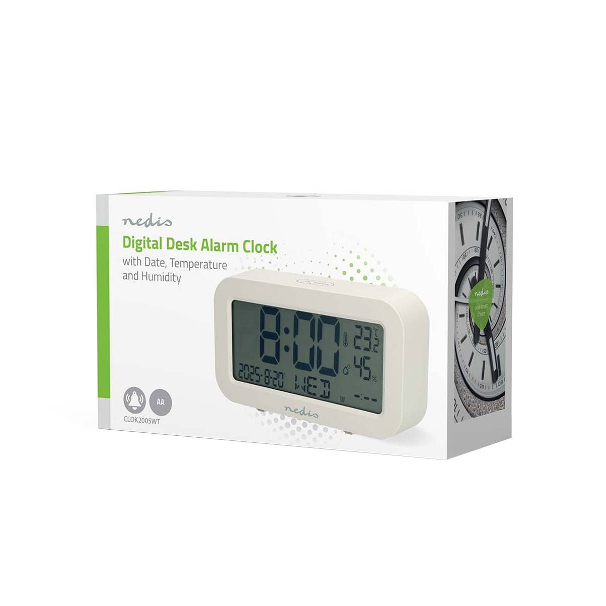 Digitalwecker mit LCD Anzeige Datum Temperatur und Snooze Weiß
