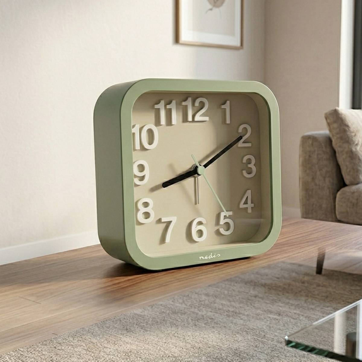 Leiser analoger Tischwecker mit Snooze Funktion Grün