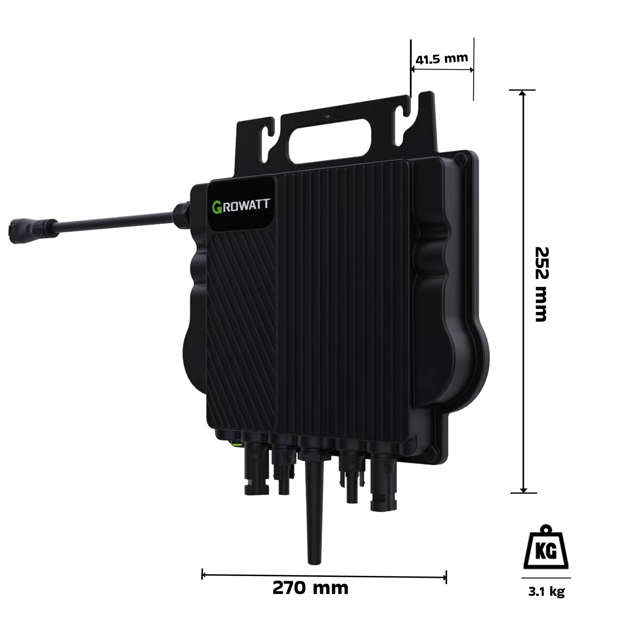 1840W Balkonkraftwerk BIFAZIAL FULLBLACK komplett Steckdose GROWATT 800W Wechselrichter, Solaranlage 4x460W Glas-Glas