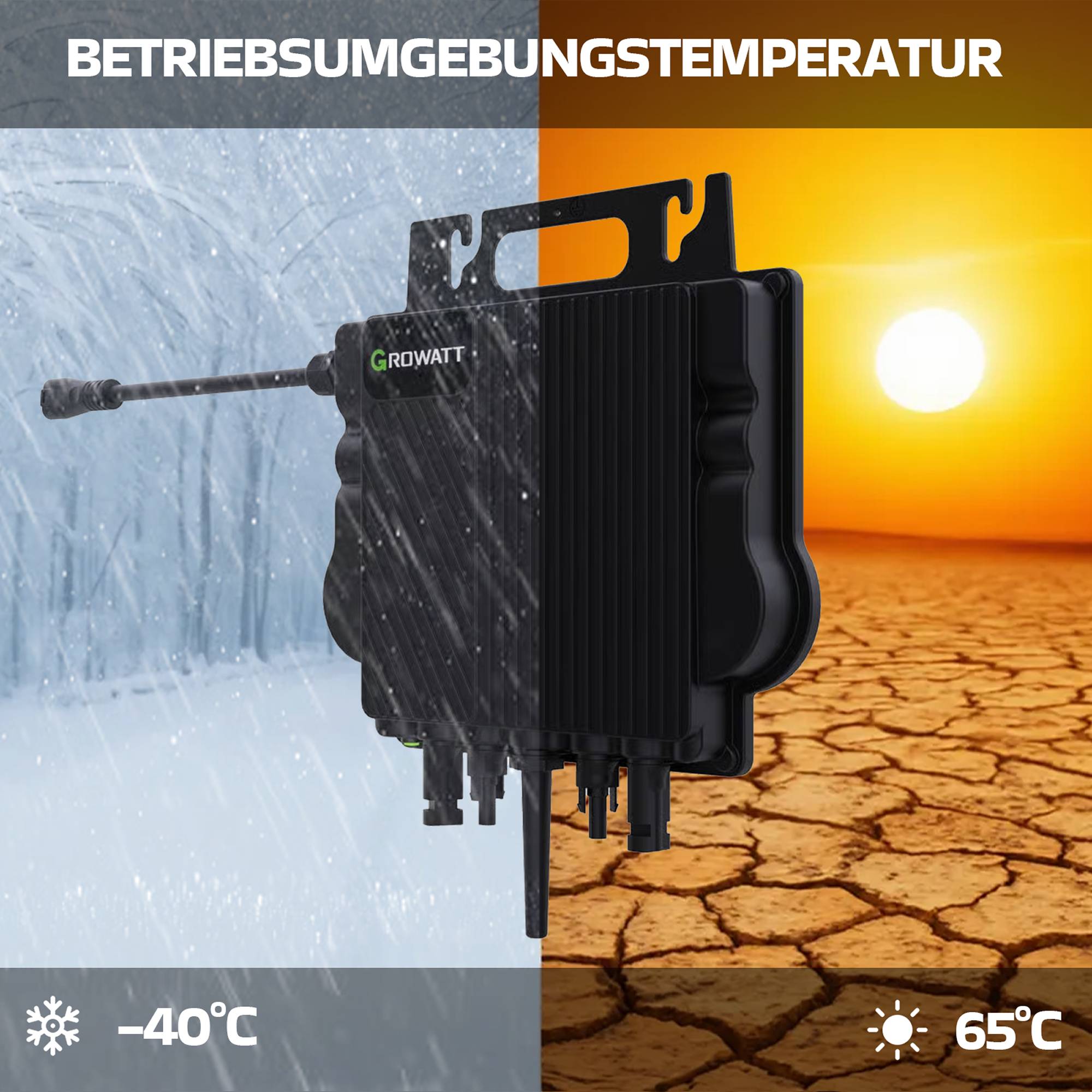 2000W Balkonkraftwerk BIFAZIAL FULLBLACK komplett Steckdose GROWATT 800W Wechselrichter, Solaranlage 4x500W Glas-Glas