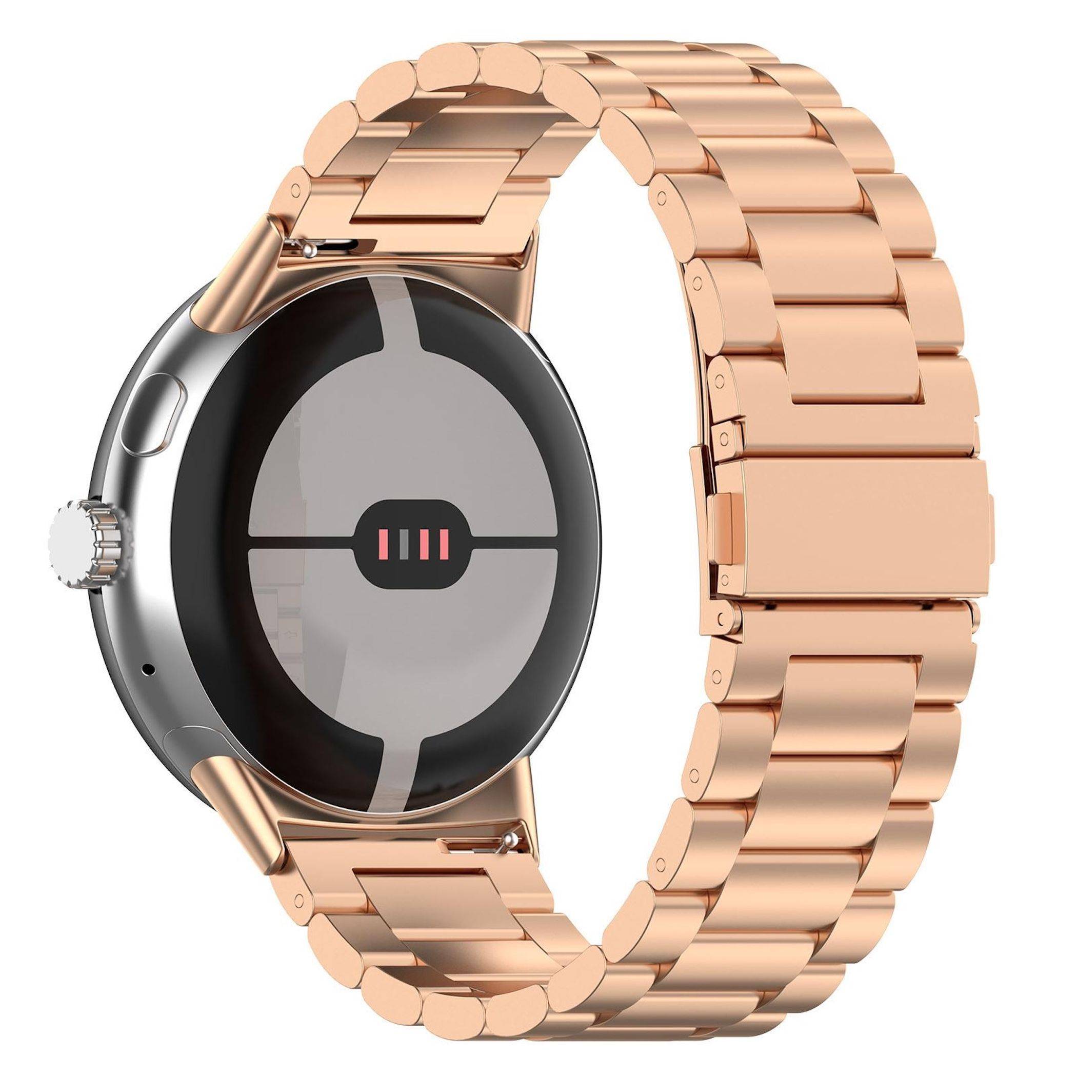Edelstahl Armband für Google Pixel Watch 4 / 3 45mm Three Beads Design Rose Gold