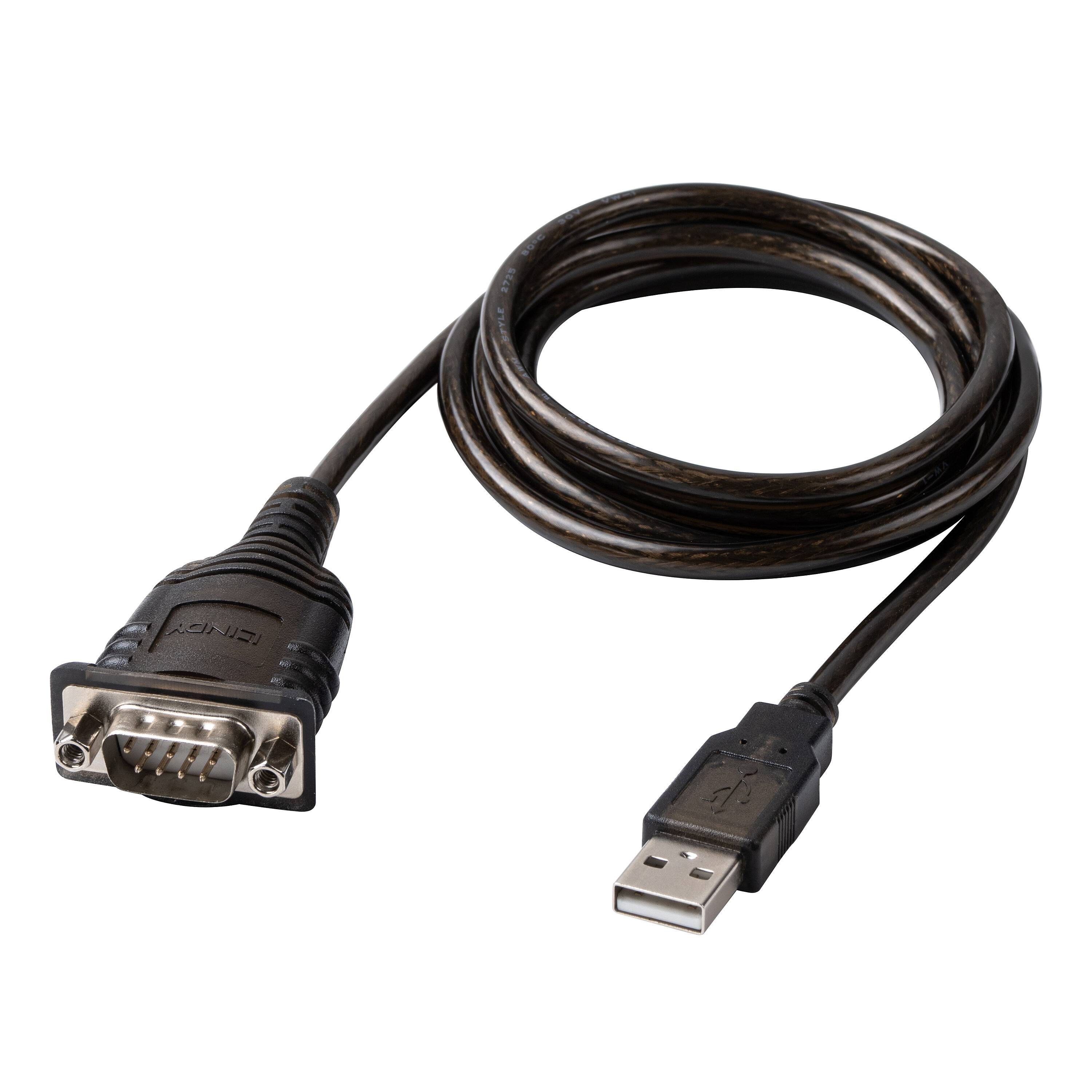 Lindy Kabel seriell - USB männlich zu RS-232 männlich1.5 m - Grau transparent -