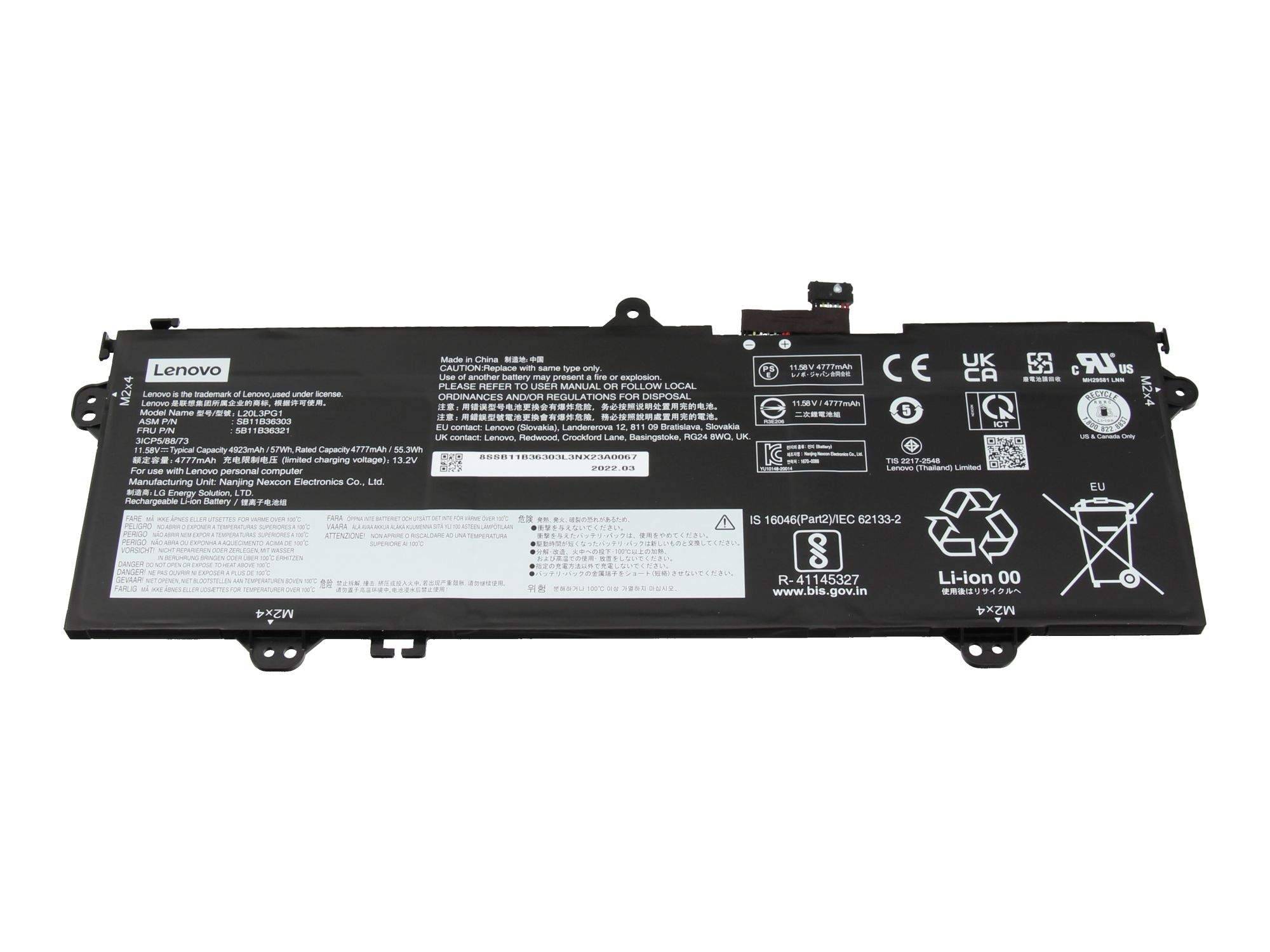 57Wh Li-ion battery for T14s Gen2 notebooks - Batterie - 4.923 mAh