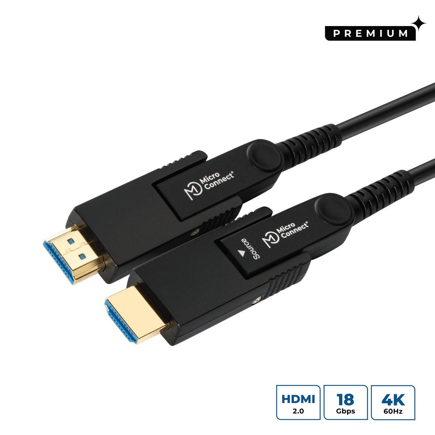 MicroConnect Premium Optic Fiber HDMI Type D - Cable with - Adapter -