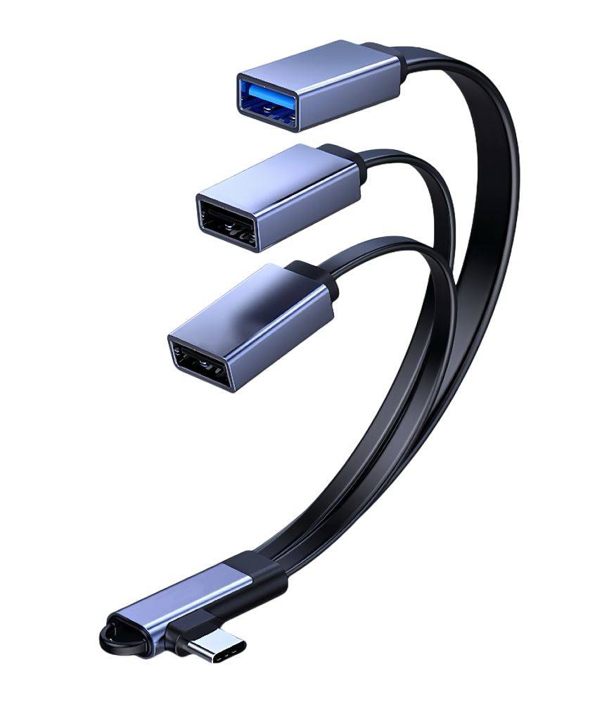 USB-C Angled splitter cable Black MC-USBCANG-USBA3WAY - Kabel