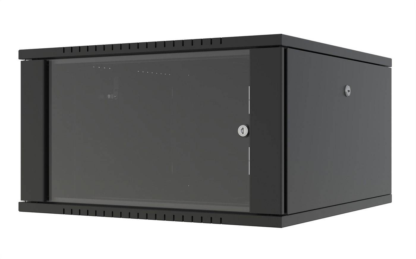 RWF07U66BL, Wandmontiertes Regal, 7U, 60 kg, Sperrschloss, Ablageschienen, 20,5