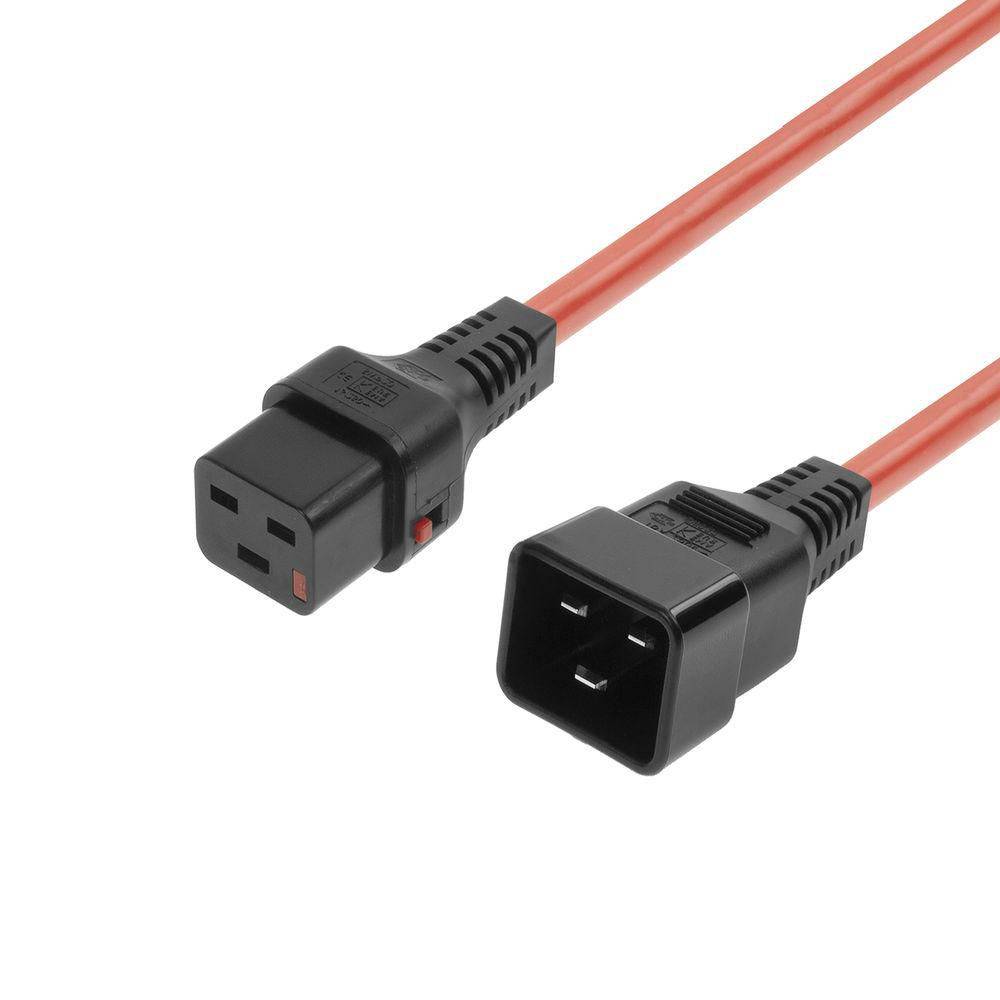 MicroConnect Powercord C19 IEC Lock - C20 Red 2m PC1402Red 2m - PC1402