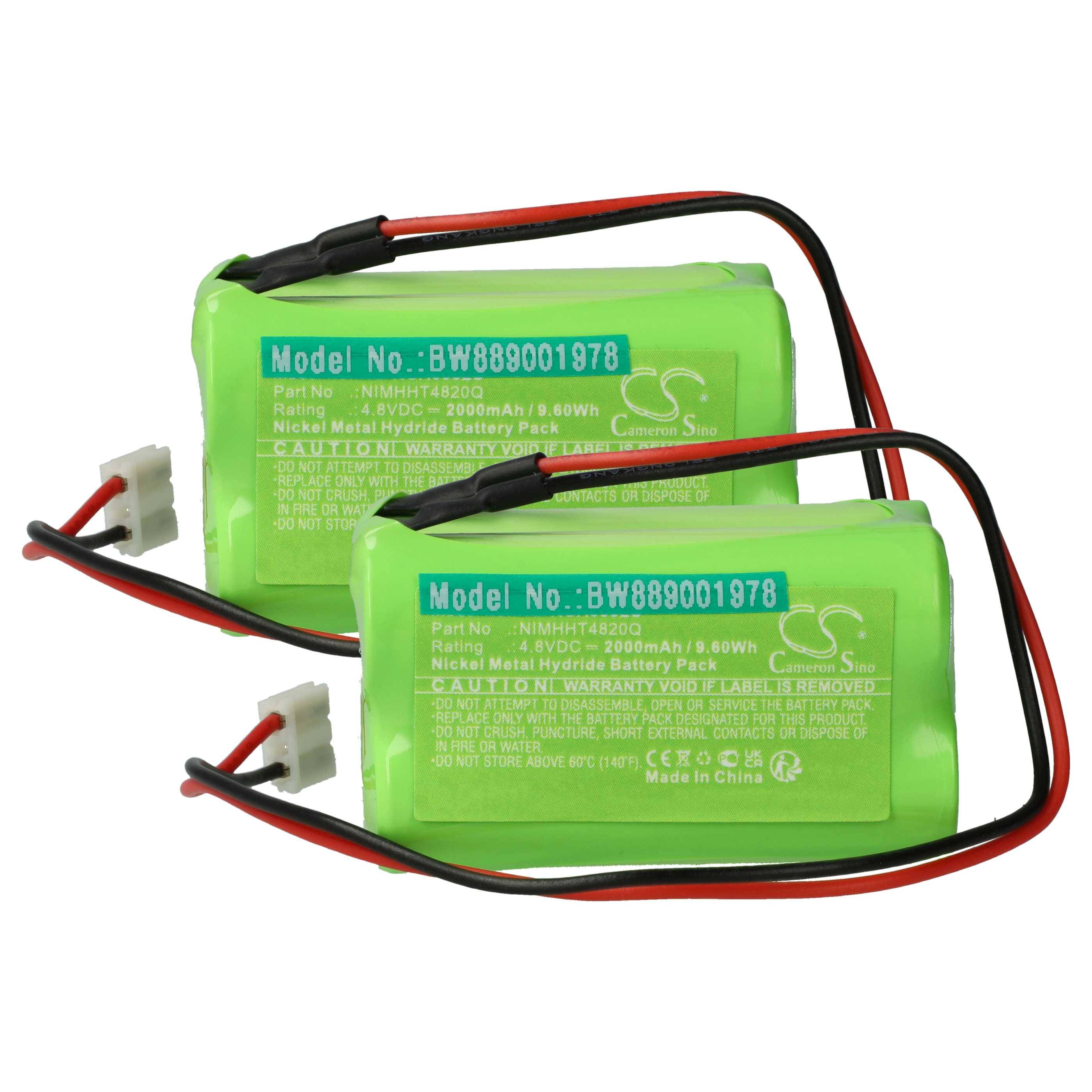 vhbw 2x Akku kompatibel mit ABM WXD011(013)WL Fluchtweg, Notfallbeleuchtung (2000 mAh, 4,8 V, NiMH)