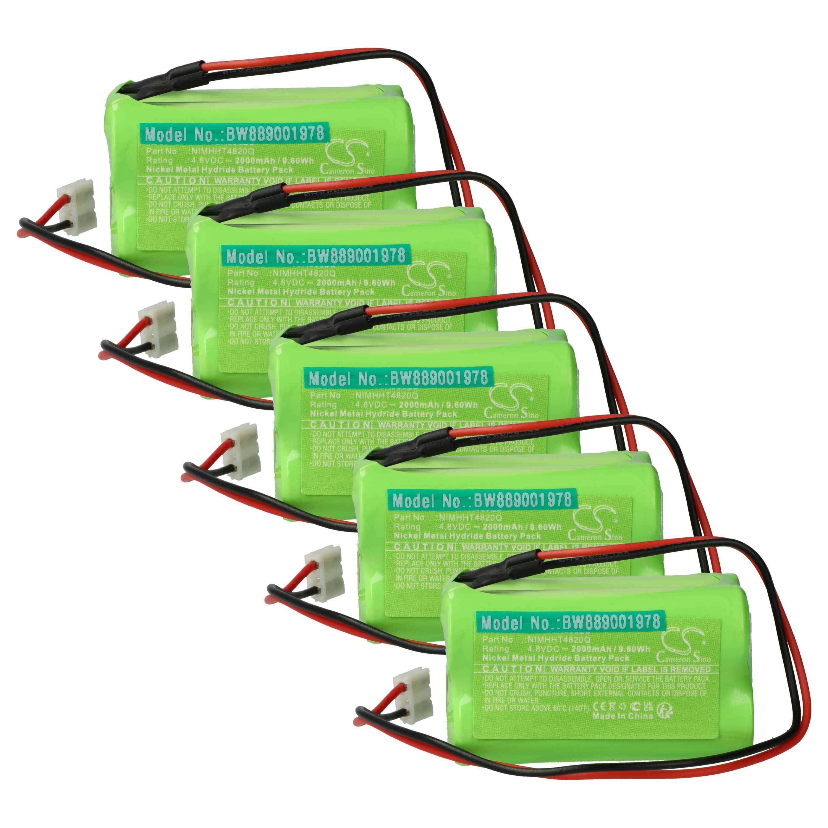 vhbw 5x Akku kompatibel mit ABM SCKBU013(SC), WK(G)(X)D013(SC), WEF(R)023SC Fluchtweg, Notfallbeleuchtung (2000 mAh, 4,8