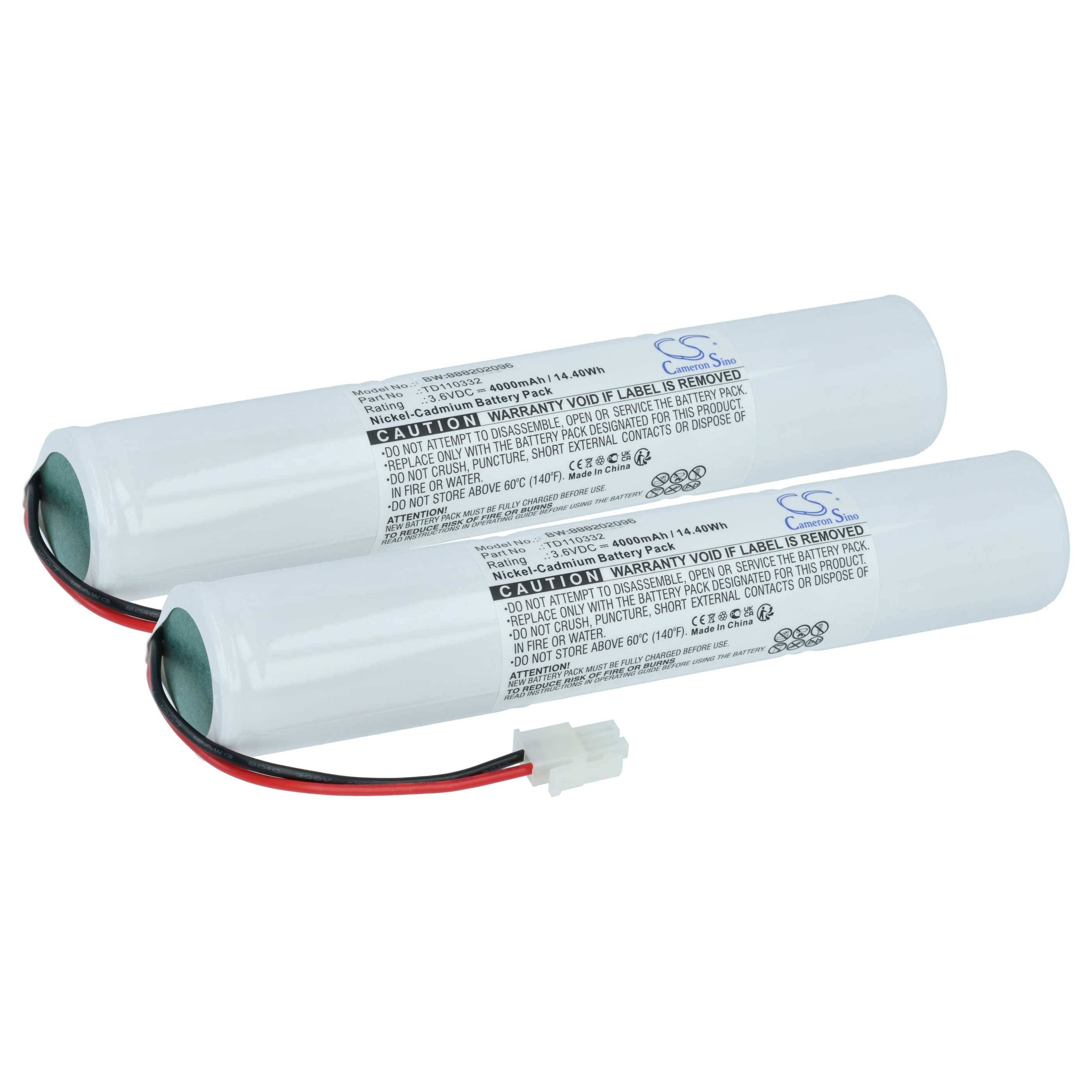 vhbw 2x Akku kompatibel mit Schneider Exiway Pyros, Everlux Ferro, EVX Ferro Fluchtweg, Notfallbeleuchtung (4000 mAh, 3