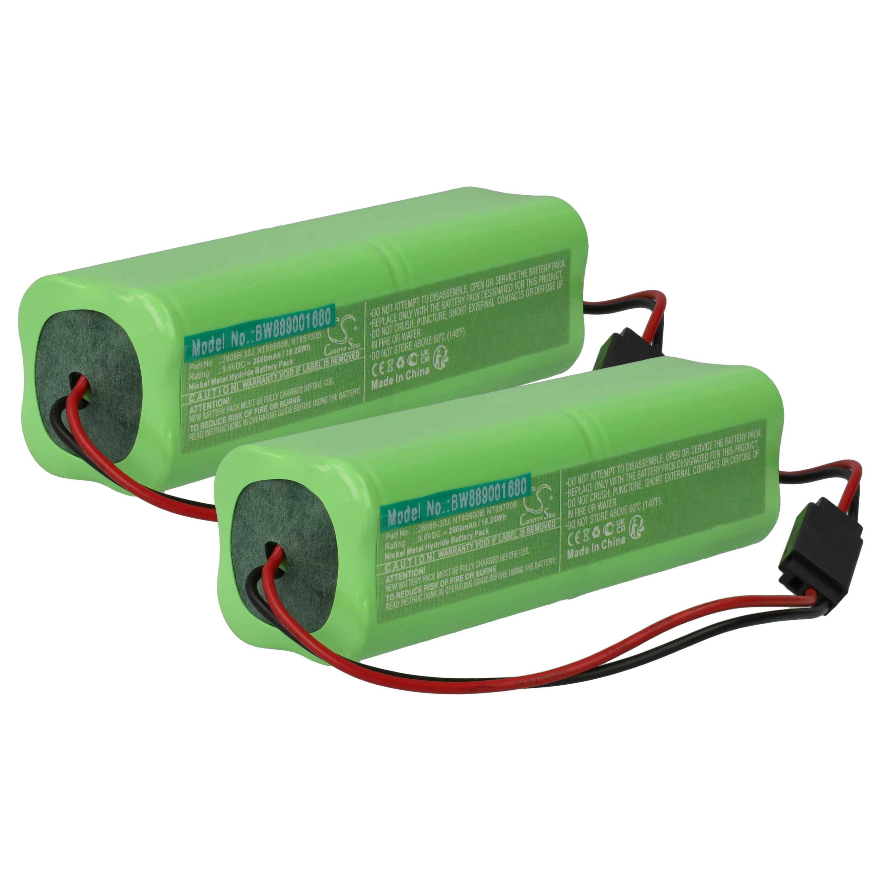 vhbw 2x Akku Ersatz für Futaba NT8S700B, NT8S600B, 2608B-33J für Fernbedienung Remote Control (2000 mAh, 9,6 V, NiMH)