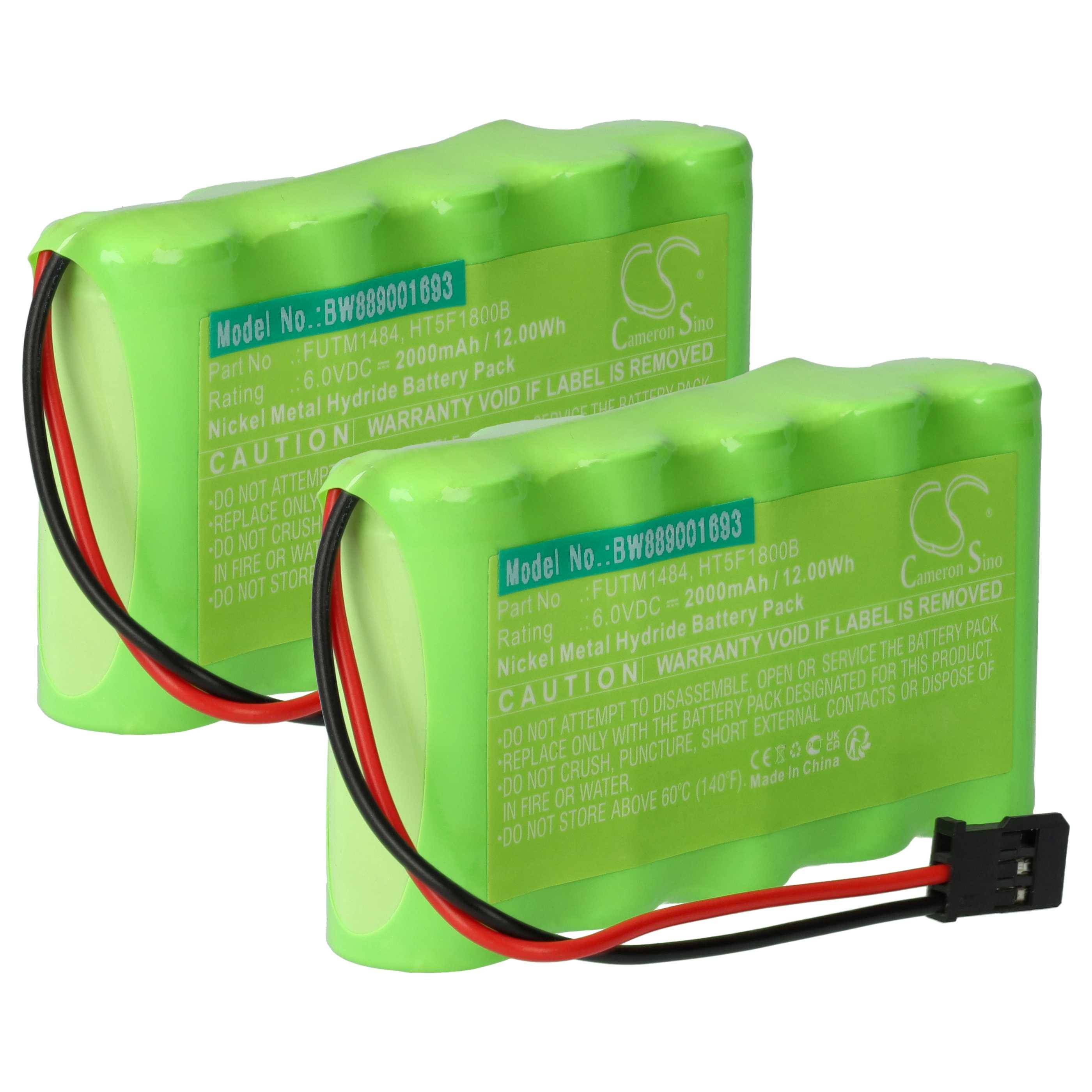 vhbw 2x Akku kompatibel mit Futaba 10J, 14SG, 4PKS, 4PL, 6J, 8J Transmitter (2000 mAh, 6 V, NiMH)