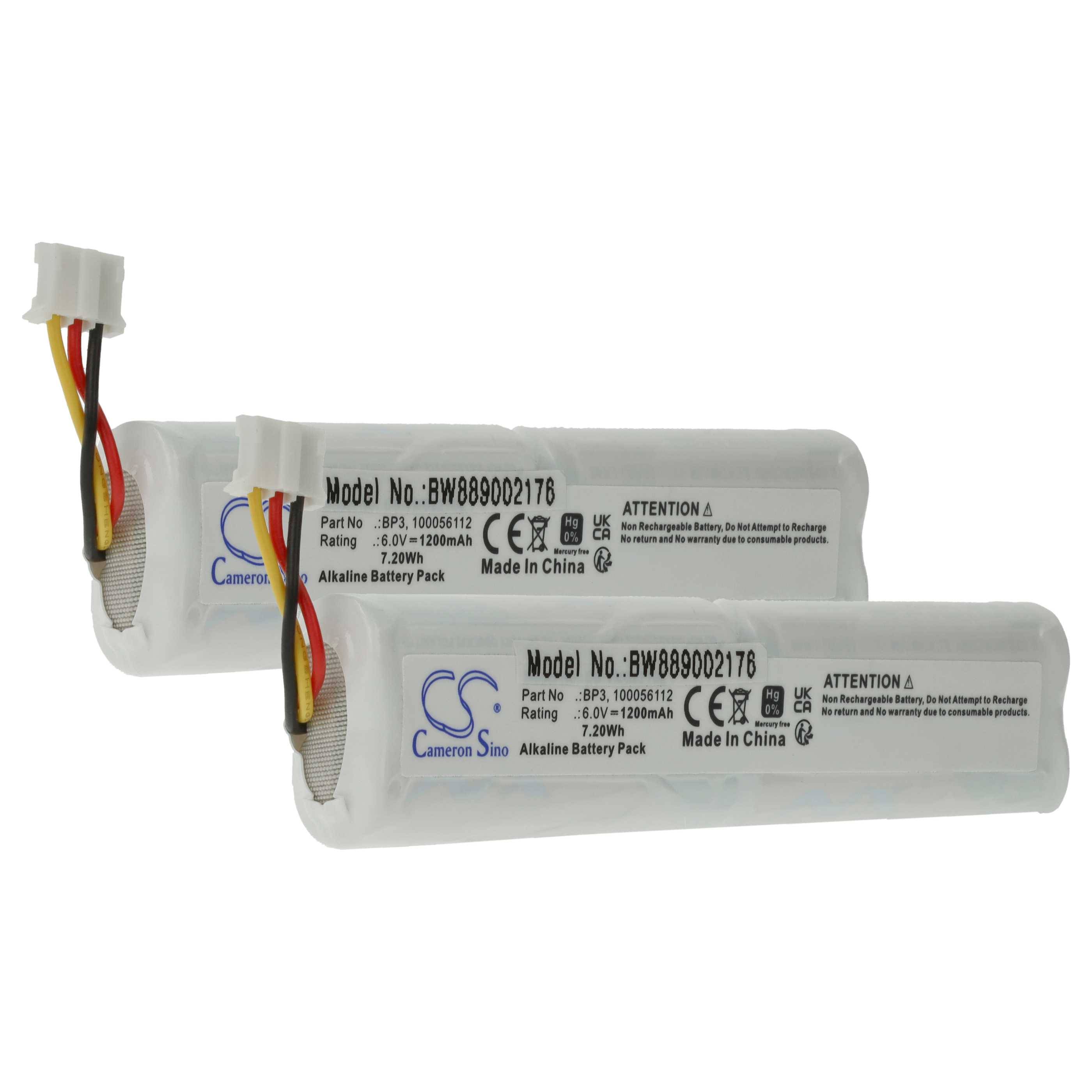 vhbw 2x Batterie kompatibel mit Telenot MS 221, MS 211, DSS2, AKG233 Alarmanlage, Alarmsystem (1200 mAh, 6 V, Alkaline)
