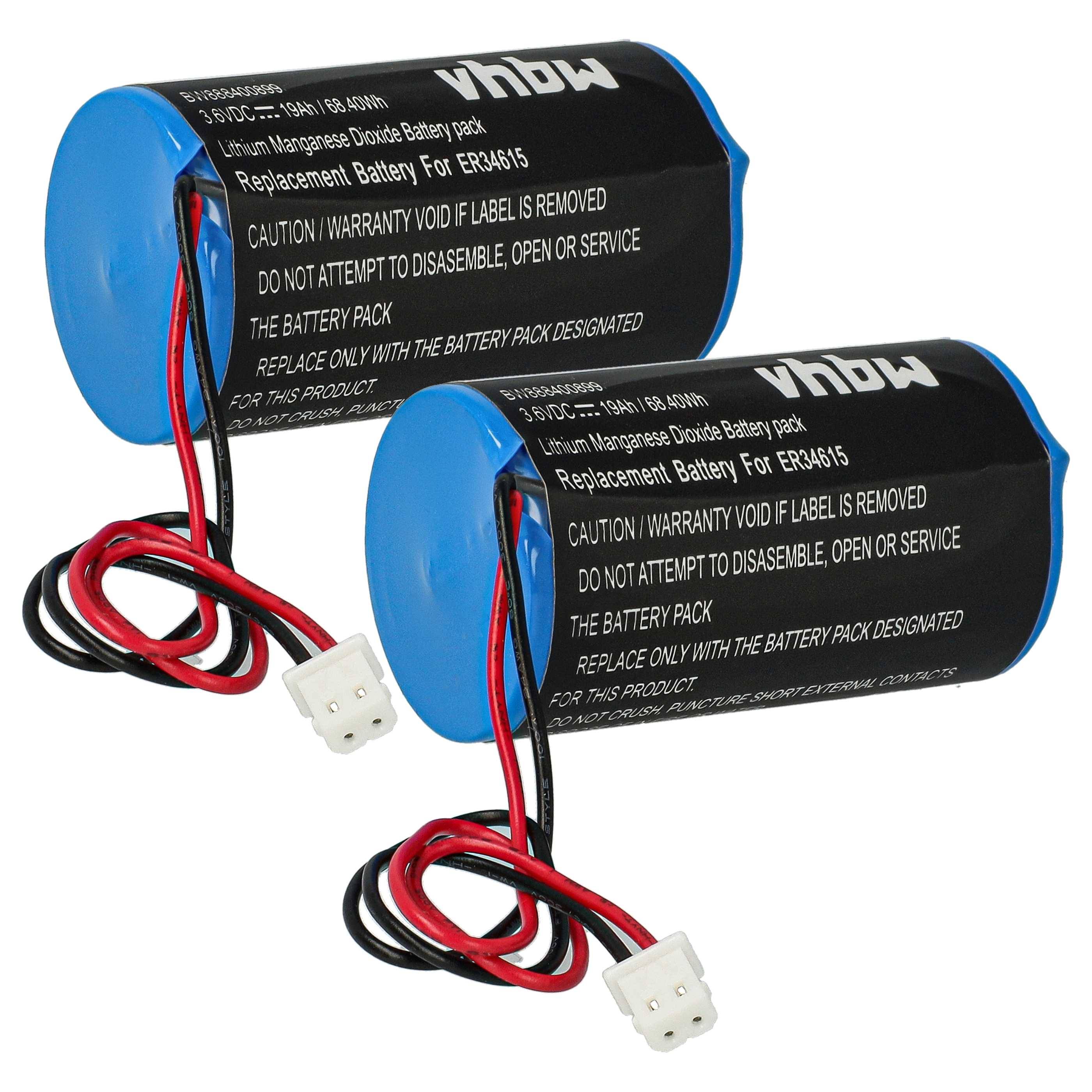 vhbw 2x Batterie kompatibel mit Visonic MCS-730, MCS-710, MCS-720 Alarmanlage, Alarmsystem, Funk-Außensirenen (19000 mAh