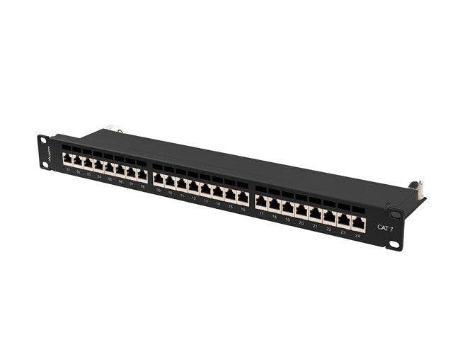Lanberg PPS7-1024-B - Patch Panel - CAT 7 - STP - RJ-45 X 24 - RAL 9004, Schwarz - 1U - 48.3 cm (19")