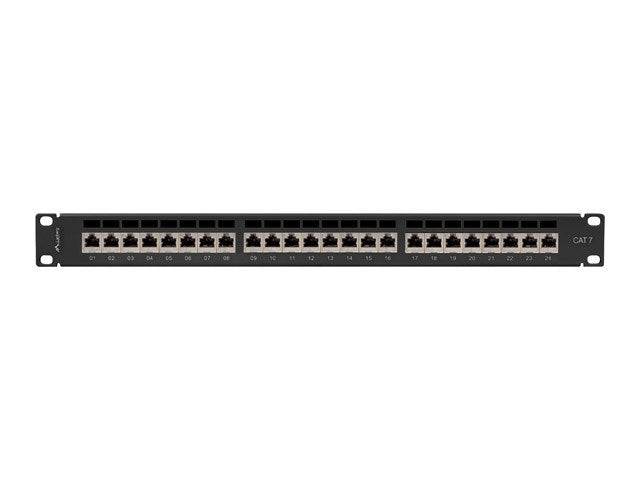 Lanberg PPS7-1024-B - Patch Panel - CAT 7 - STP - RJ-45 X 24 - RAL 9004, Schwarz - 1U - 48.3 cm (19")