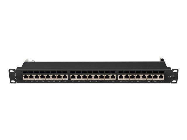 Lanberg PPS7-1024-B - Patch Panel - CAT 7 - STP - RJ-45 X 24 - RAL 9004, Schwarz - 1U - 48.3 cm (19")