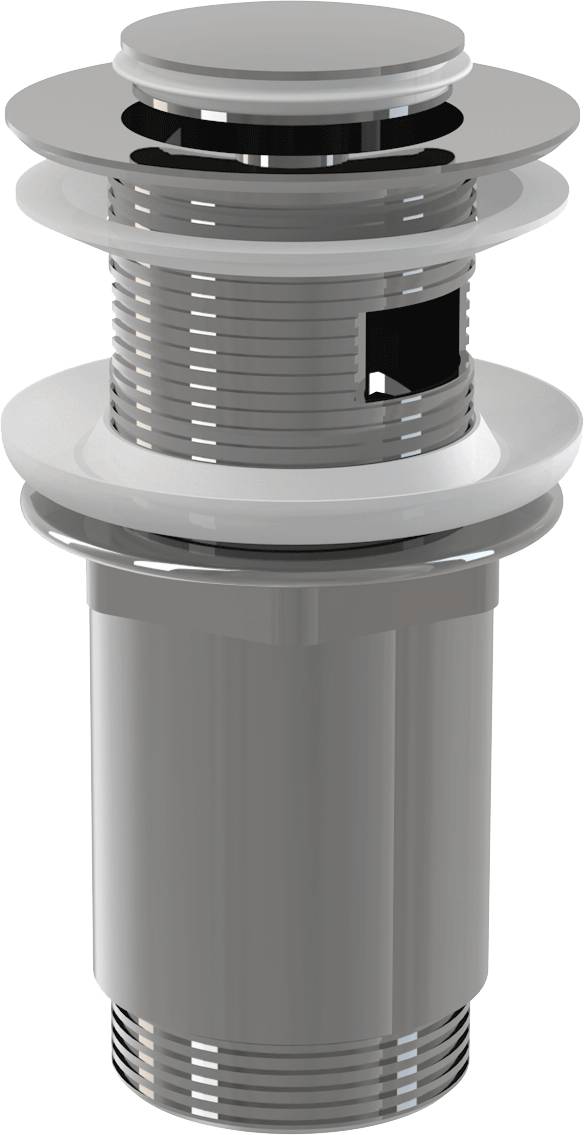 Alcadrain Ablaufventil für die Waschbecken CLICK/CLACK 5/4" Ganzmetal mit Überlauf, Kleiner Stopfen