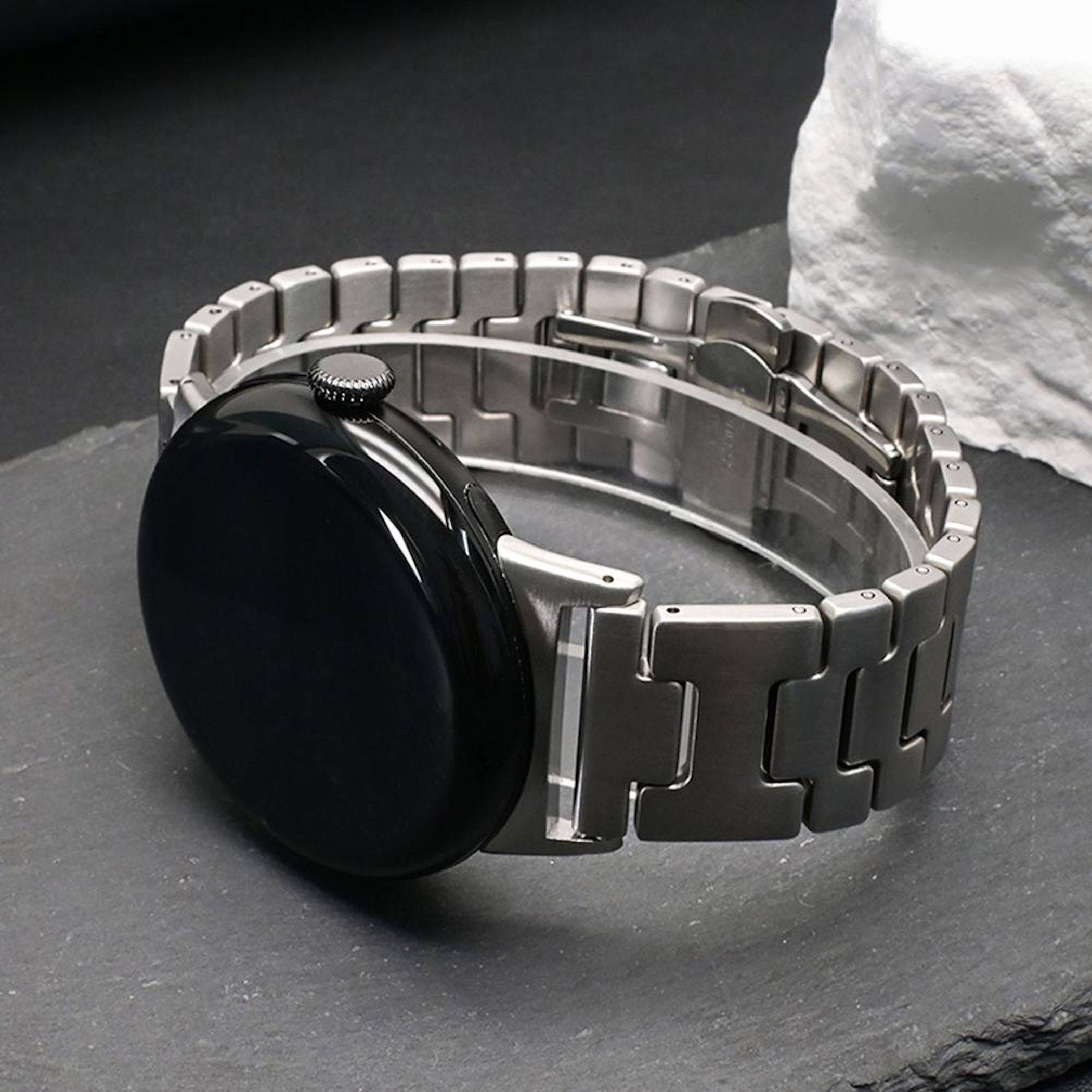 Edelstahl Smartwatch Armband für Google Pixel Watch 4 / 3 45mm Butterfly Schwarz