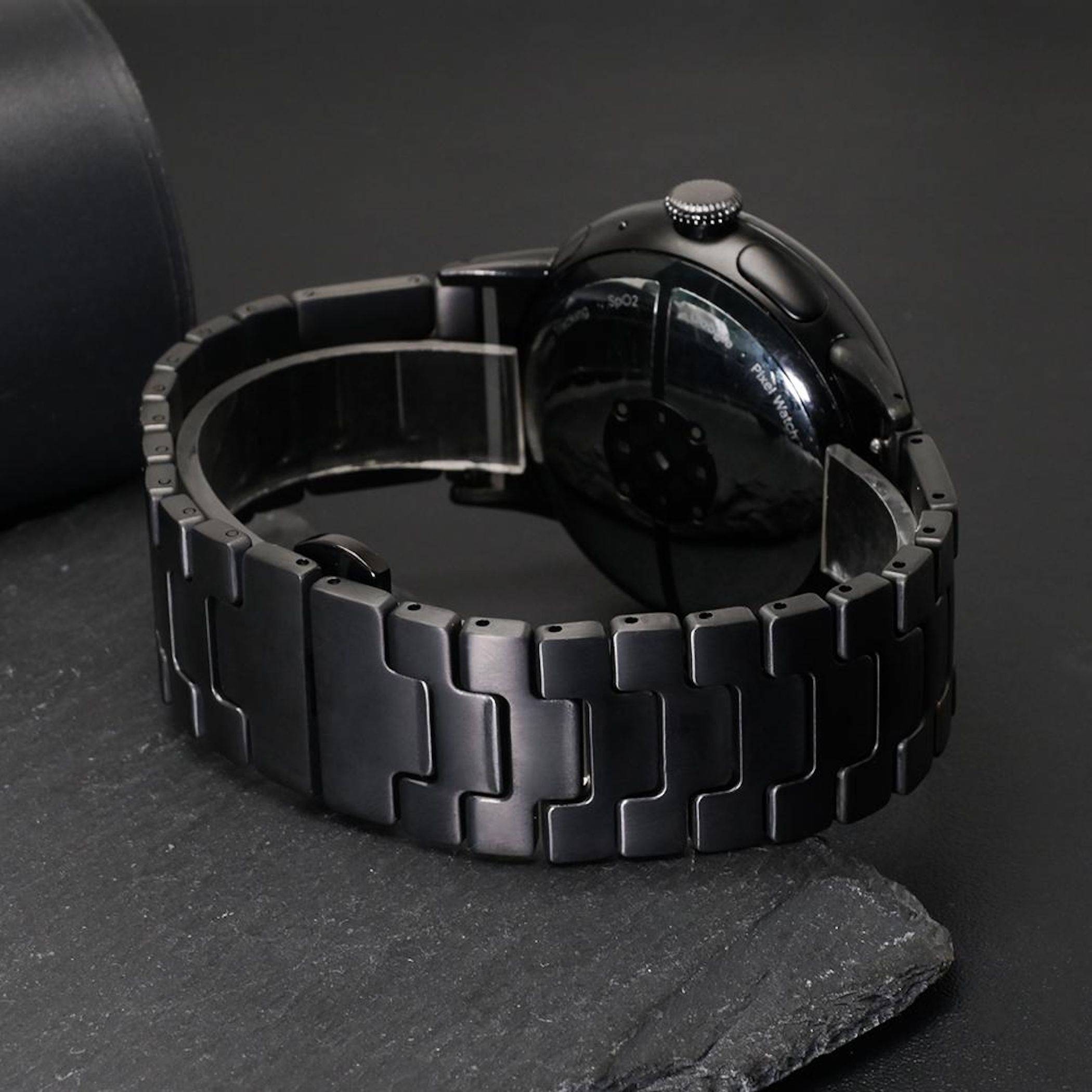 Edelstahl Smartwatch Armband für Google Pixel Watch 4 / 3 45mm Butterfly Schwarz