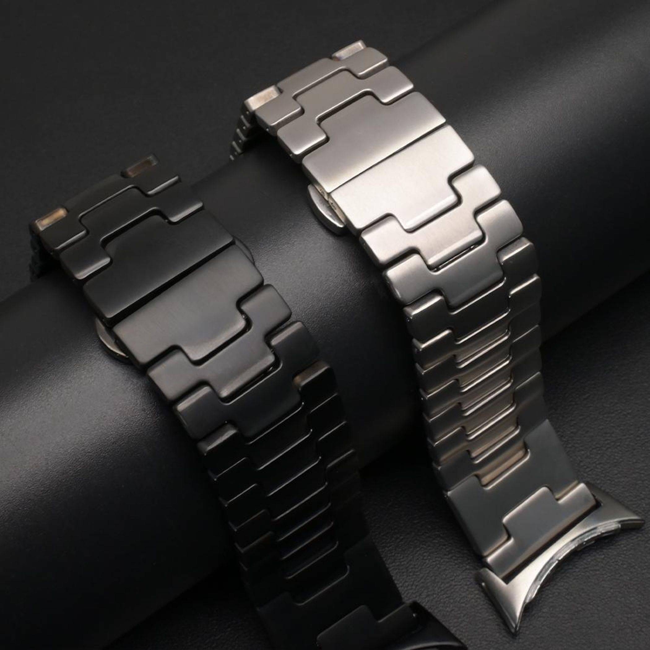 Edelstahl Smartwatch Armband für Google Pixel Watch 4 / 3 45mm Butterfly Schwarz