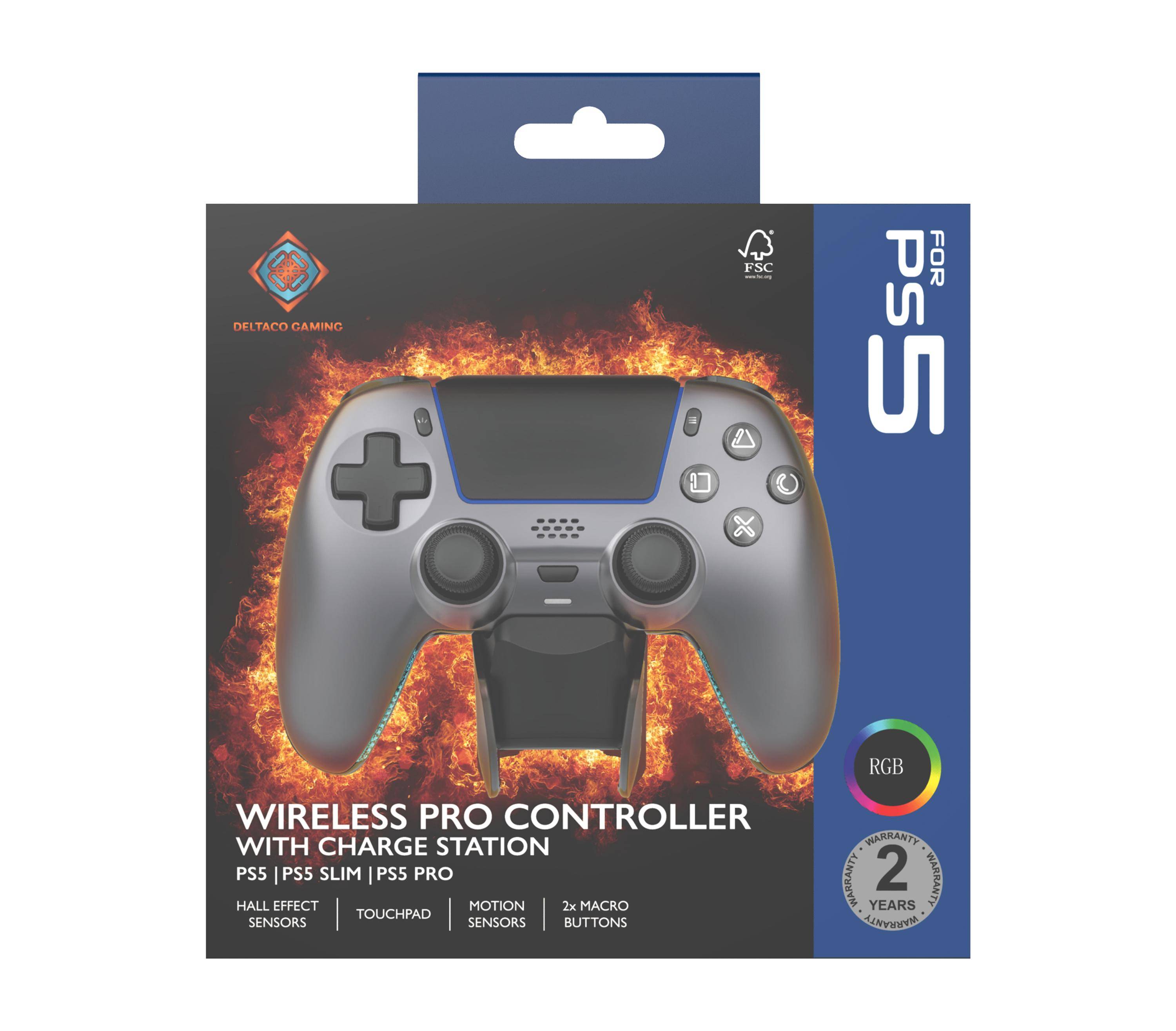Deltaco Controller inkl. Ladestation Wireless steelgray PS5 Multimedia-Technik Playstation Zubehör