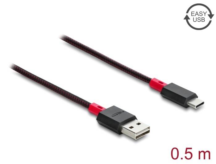 81541 - Delock EASY-USB 2.0 Kabel Typ-A Stecker zu USB Type-C™ Stecker 0,5 m schwarz