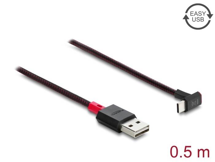 81549 - Delock EASY-USB 2.0 Kabel Typ-A Stecker zu USB Type-C™ Stecker gewinkelt oben / unten 0,5 m schwarz