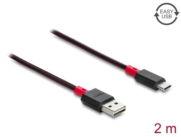 Delock EASY-USB 2.0 Kabel Typ-A Stecker zu USB Type-C™ Stecker 2 m schwarz