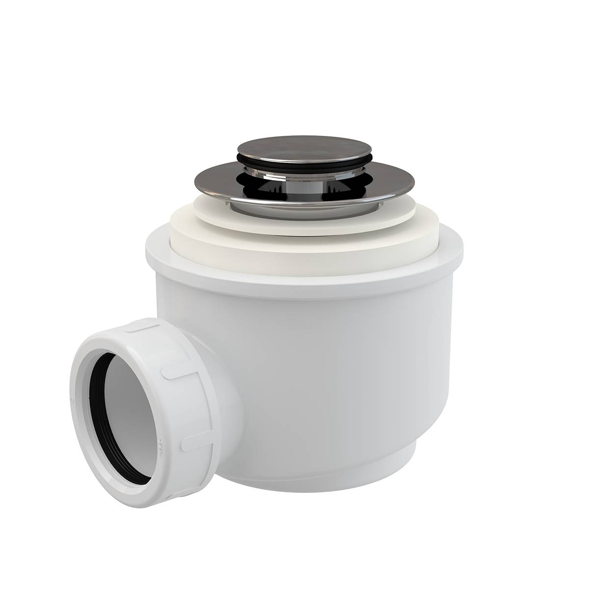 Alcadrain Ablaufgarnitur CLICK/CLACK für Duschwannen Ø 50 mm DN 40, Metall-Stopfen Ø 42 mm, Chrom-Glanz