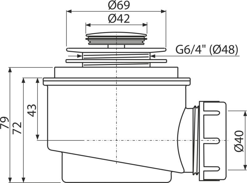 Alcadrain Ablaufgarnitur CLICK/CLACK für Duschwannen Ø 50 mm DN 40, Metall-Stopfen Ø 42 mm, Chrom-Glanz