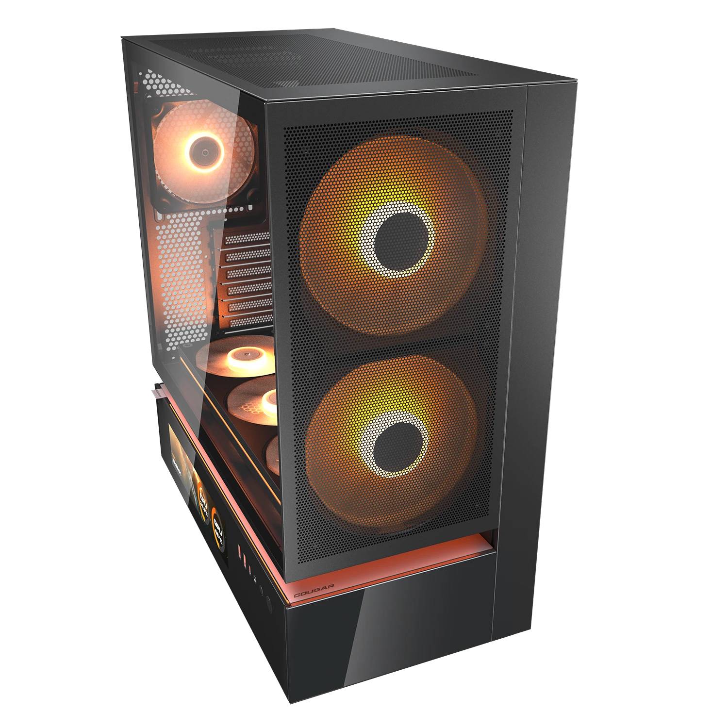 COUGAR Gehäuse Midi-Tower, CFV235 Vision, ARGB, LCD-Display, Mesh, Schwarz, Midi Tower, PC, Schwarz, ATX, CEB, micro ATX