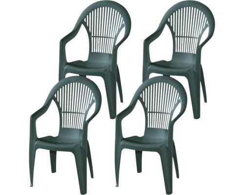 Gartenmöbelset Gartensessel Progarden Vega 4 -Sitzer 4 tlg. grün aus Kunststoff, Stapelbar für platzsparende Lagerung