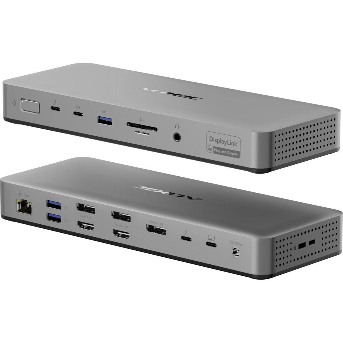 Alogic TB4DU4, Kabelgebunden, Thunderbolt, 3,5 mm, Grau, Schwarz, SD, MicroSD (TransFlash),