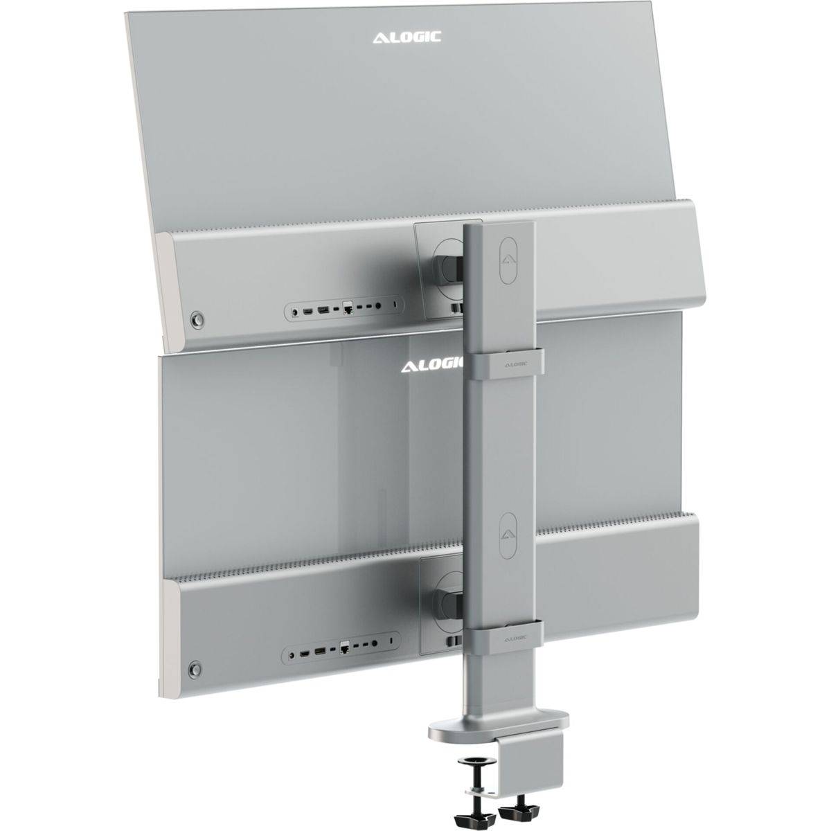 Elevate Dual Vertical Monitor Stand Silver