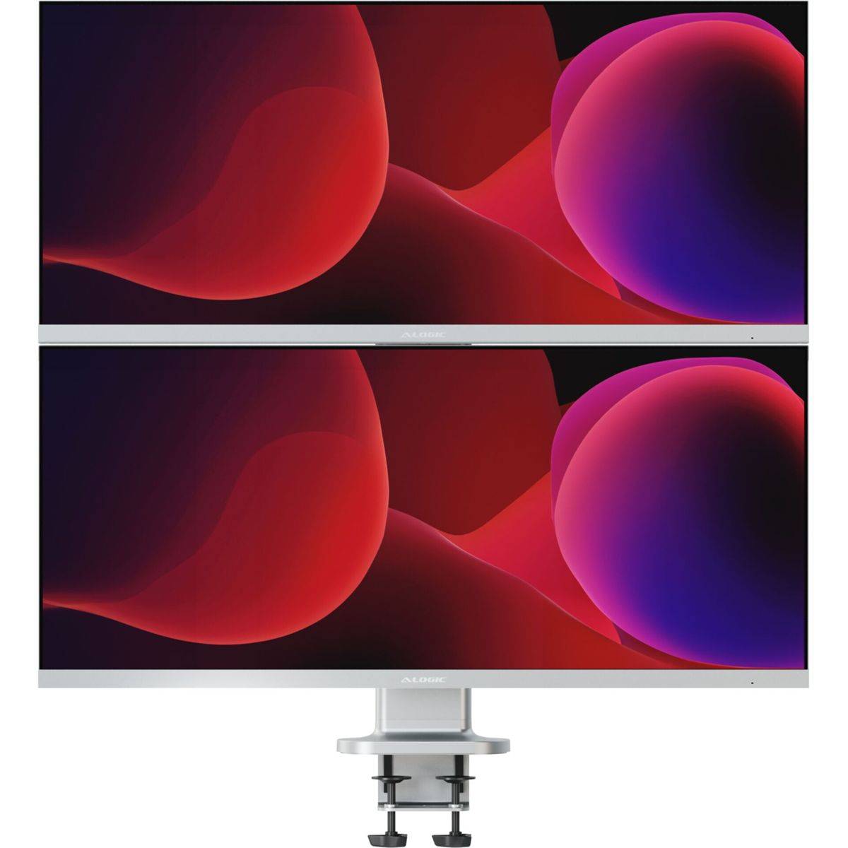Elevate Dual Vertical Monitor Stand Silver