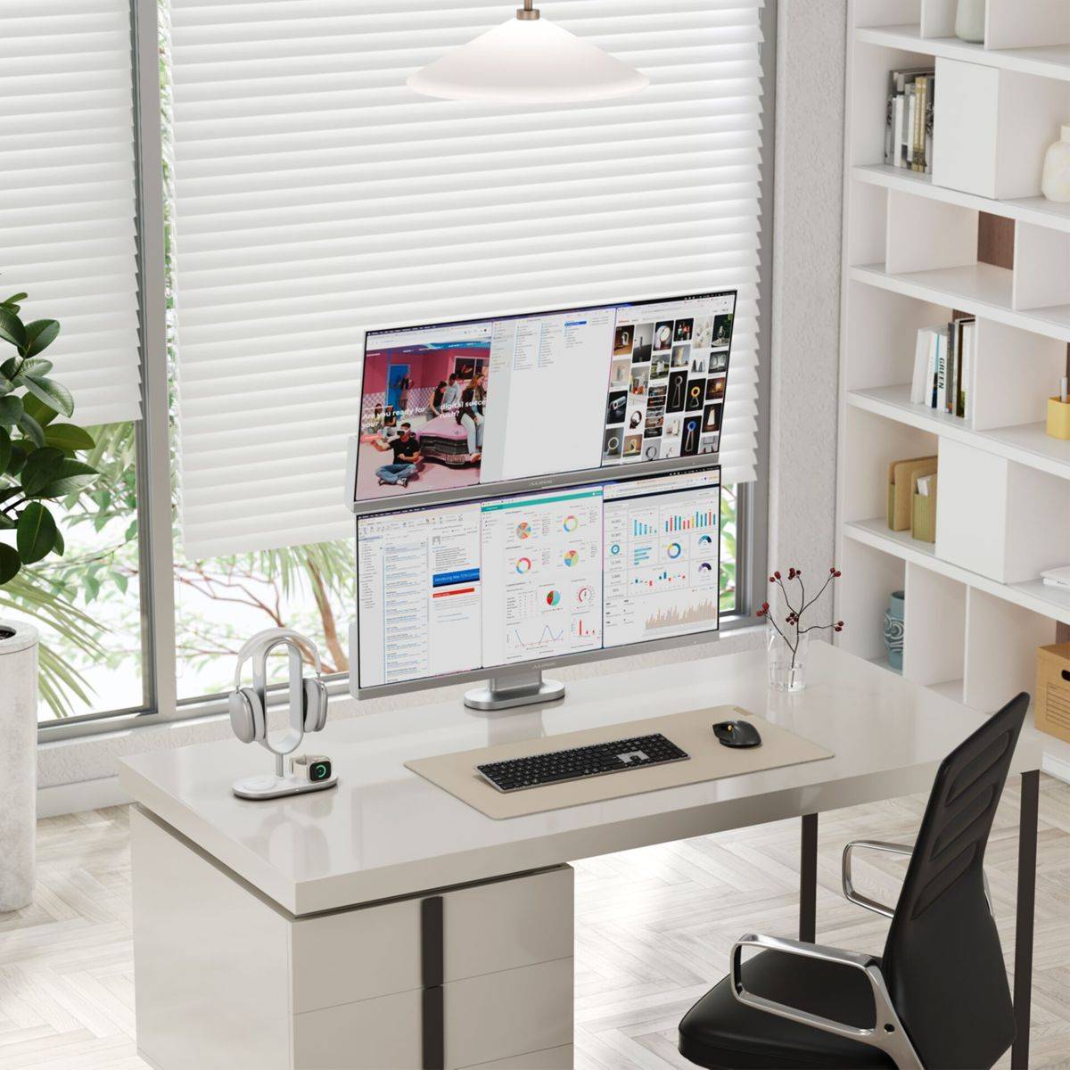 Elevate Dual Vertical Monitor Stand Silver