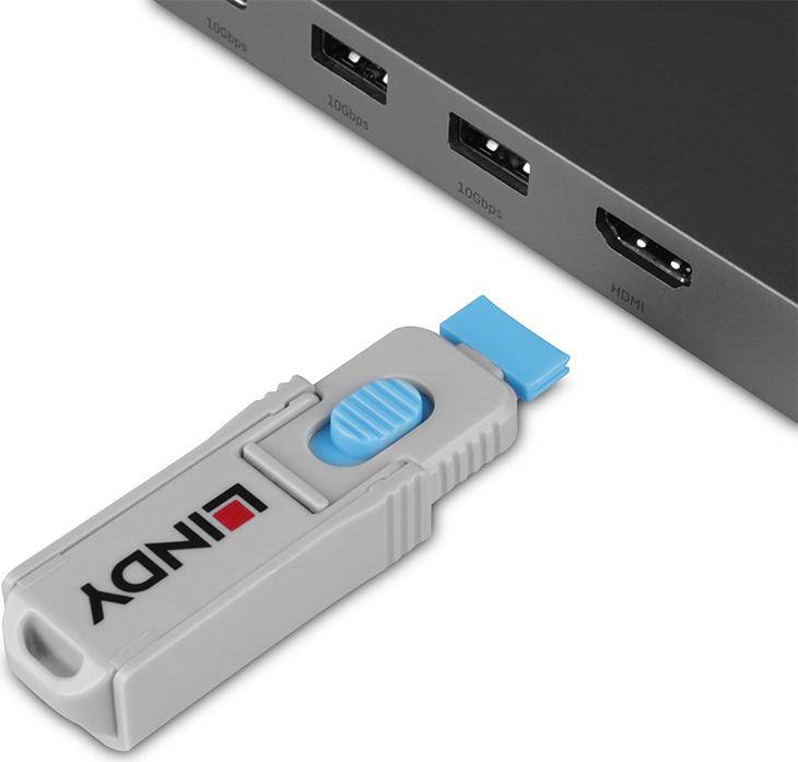 LINDY HDMI Port Schloss blau 4 Stück + 1 Schlüssel