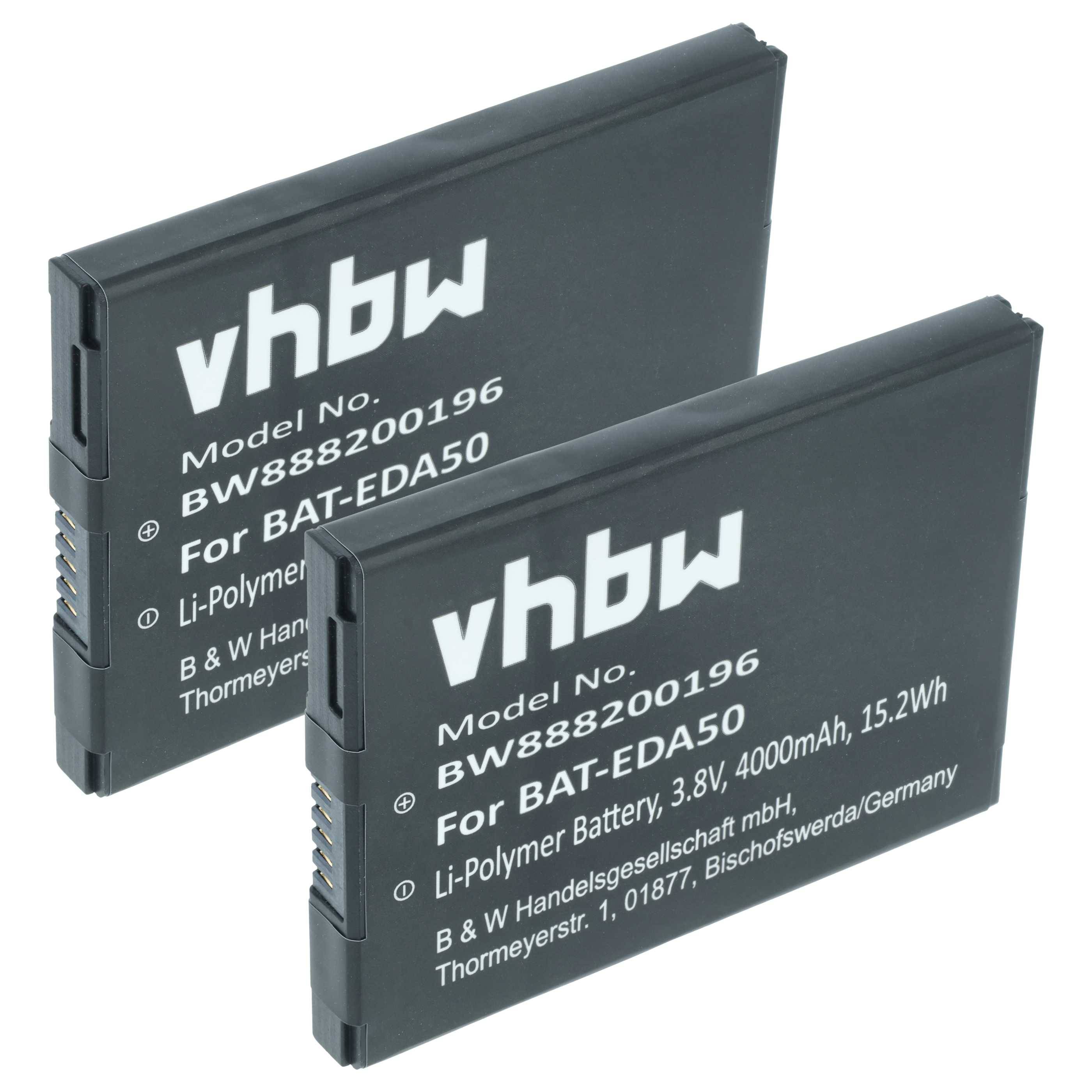 vhbw 2x Akku Ersatz für Honeywell 50134176-001 | BAT-EDA50, 50129589-001 für Barcodescanner POS (4000 mAh, 3,8 V