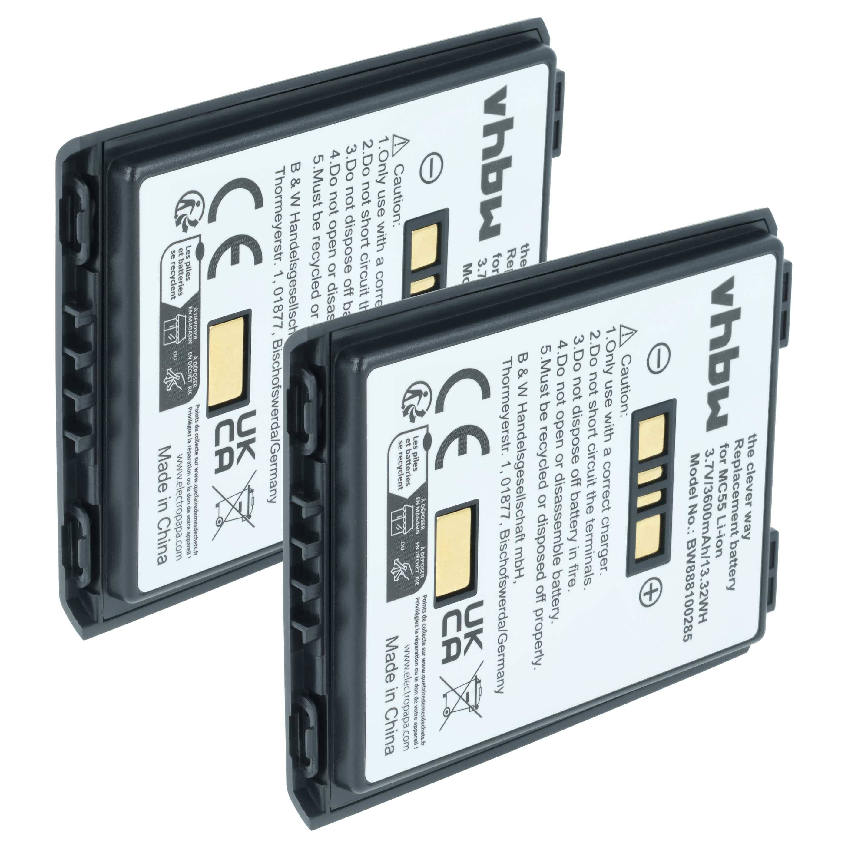 vhbw 2x Akku kompatibel mit Symbol MC659B, MC67 Mobilcomputer PDA Scanner (3600 mAh, 3,7 V, Li-Ion)