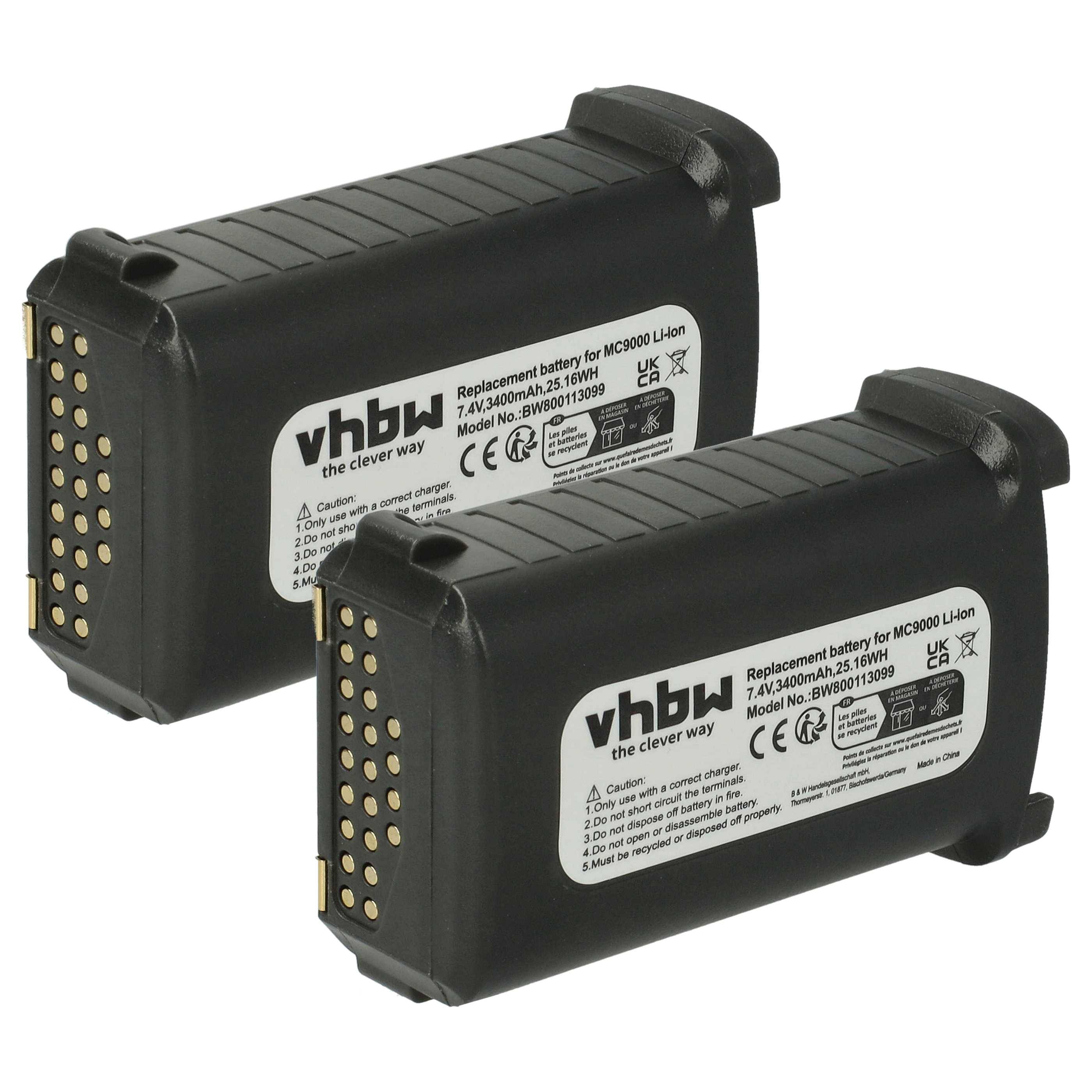 vhbw 2x Akku Ersatz für Symbol KT-21-61261-01 für Handheld Computer Scanner (3400 mAh, 7,4 V, Li-Ion)
