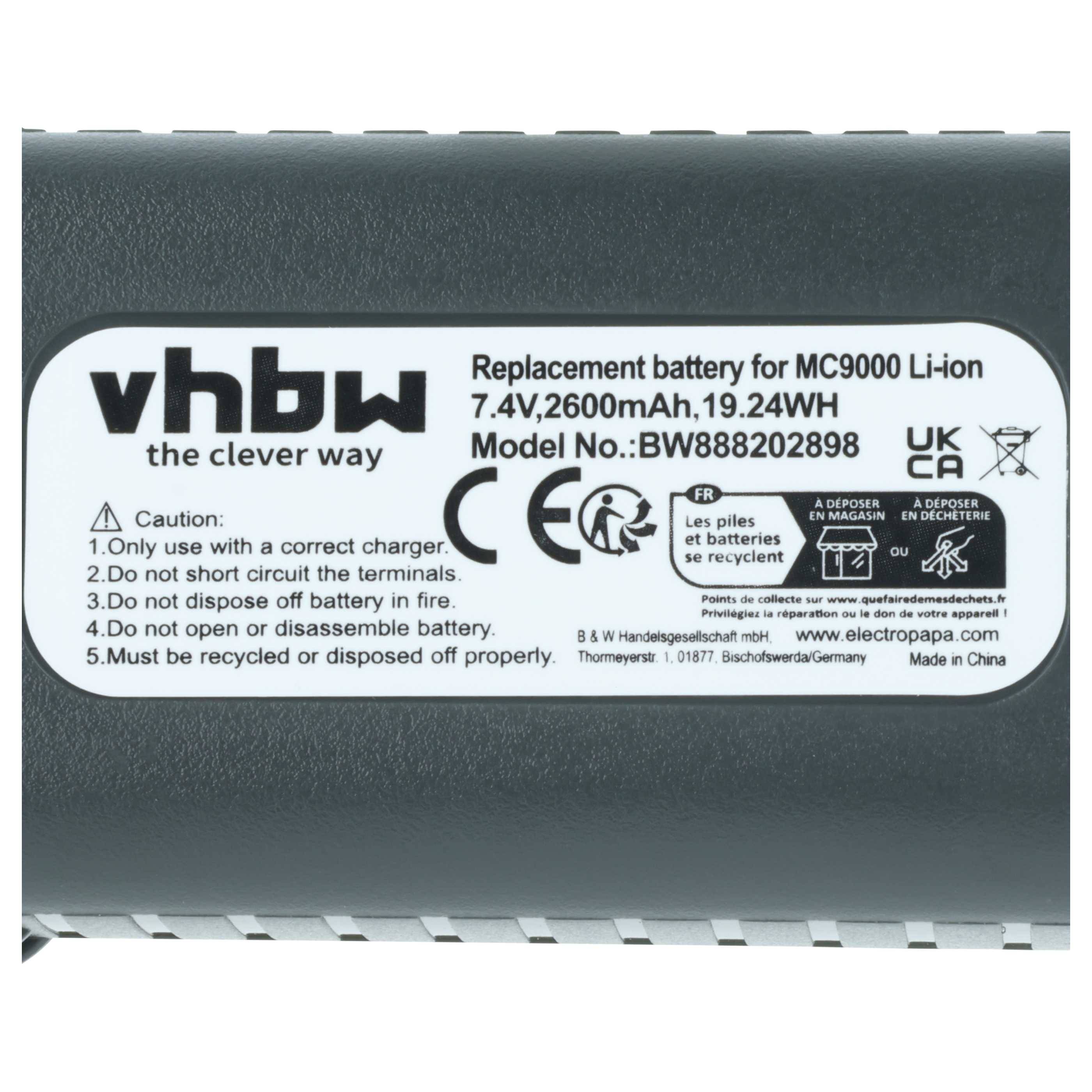 vhbw 2x Akku Ersatz für Symbol BTRY-MC90GKAB0E-10 | BRTY-MC90SAB00-01, 82-111734-01 für Handheld Computer Scanner (2600