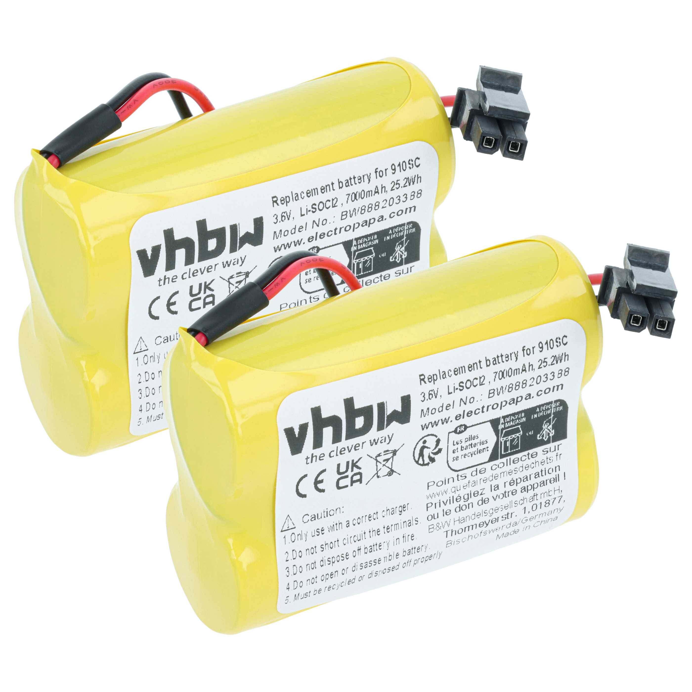 vhbw 2x Batterie kompatibel mit ABB IRB 1200, 910SC PLC Programmable Logic Controller (7000 mAh, 3,6 V, Li-SOCl2)