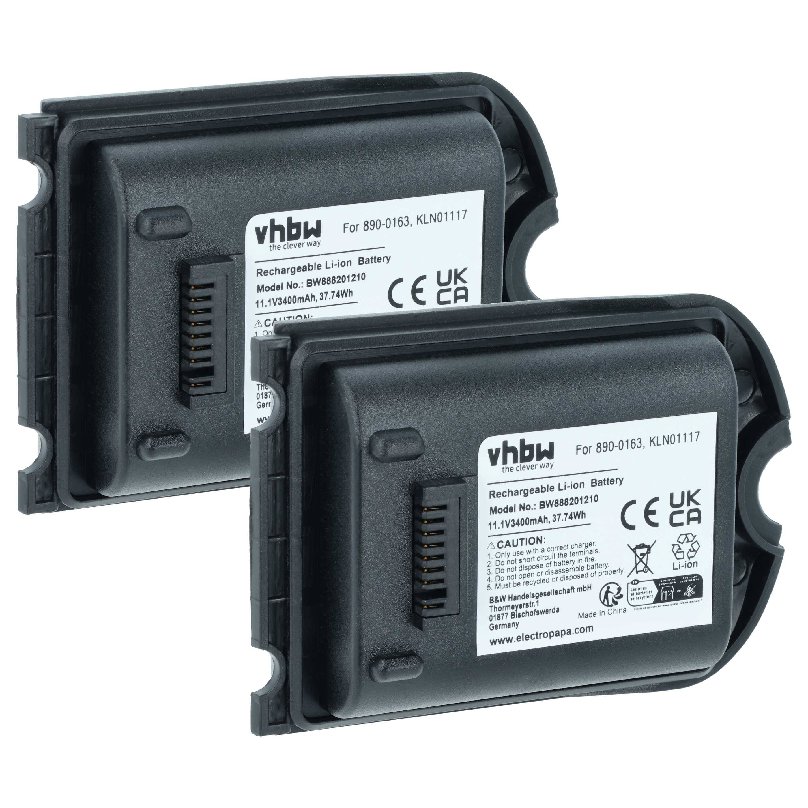 vhbw 2x Akku kompatibel mit Spectra Precision Ranger 3RC | 3L, 3XR, 3XC, 3 Data Collector, Messgerät (3400 mAh, 11,1 V
