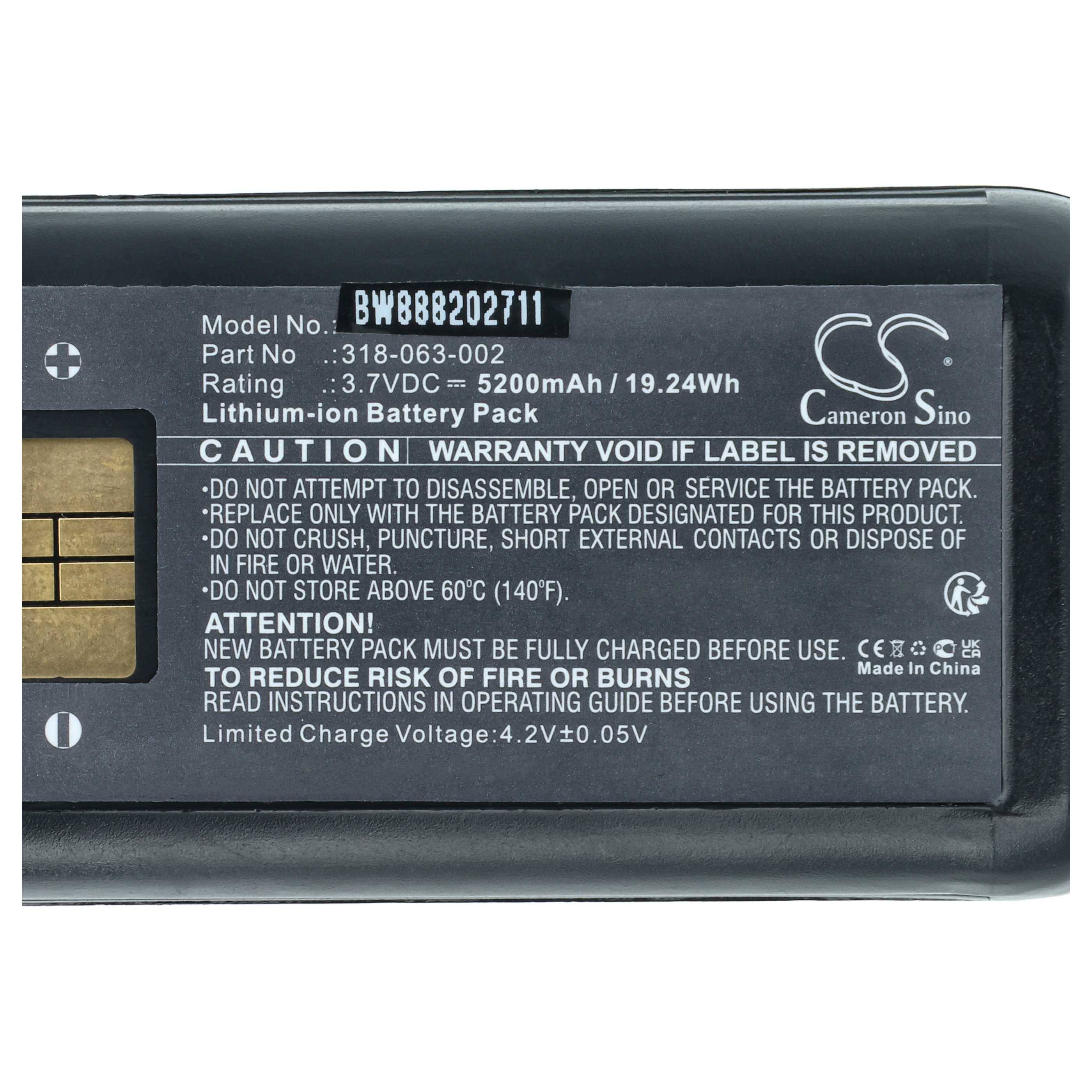 vhbw 2x Akku kompatibel mit Honeywell CK75 | CK70, CK3XR, CK71, CK65, CK3, CK3X, CK3B Handheld Computer Scanner (5200