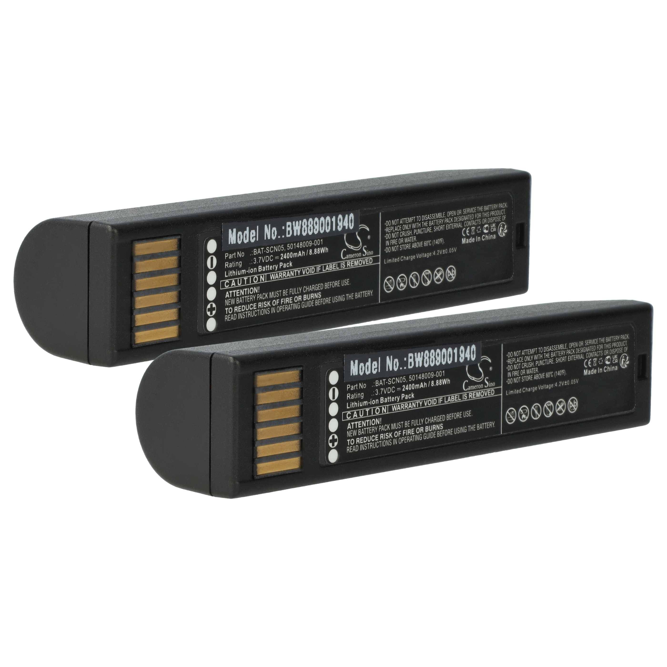 vhbw 2x Akku kompatibel mit Honeywell Xenon 1902Ghd | 1952, XP 1902Ghd, XP 1952 Barcodescanner POS (2400 mAh, 3,7 V