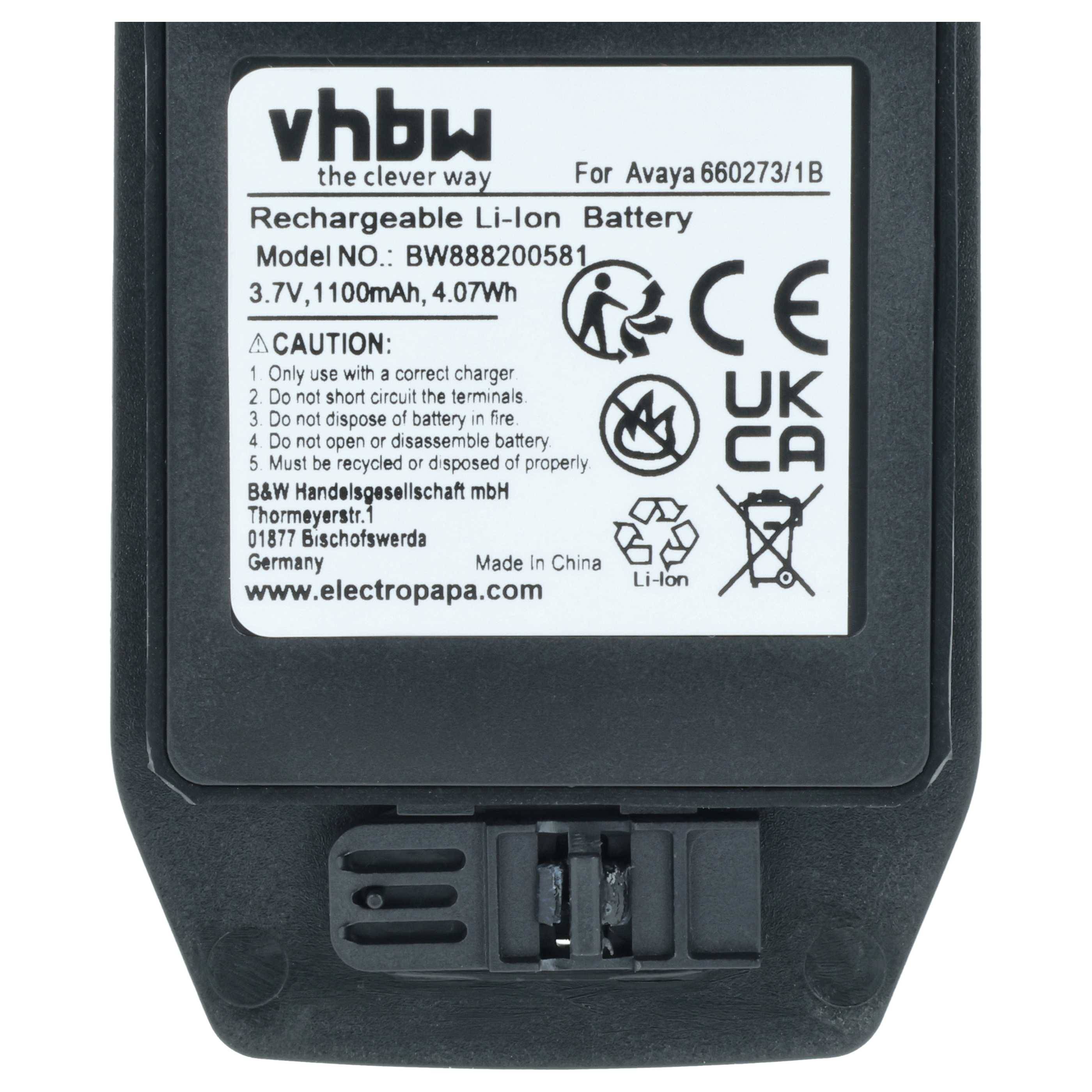 vhbw 5x Akku kompatibel mit Innovaphone D81 EX Handy Smartphone Telefon (1100 mAh, 3,7 V, Li-Ion)