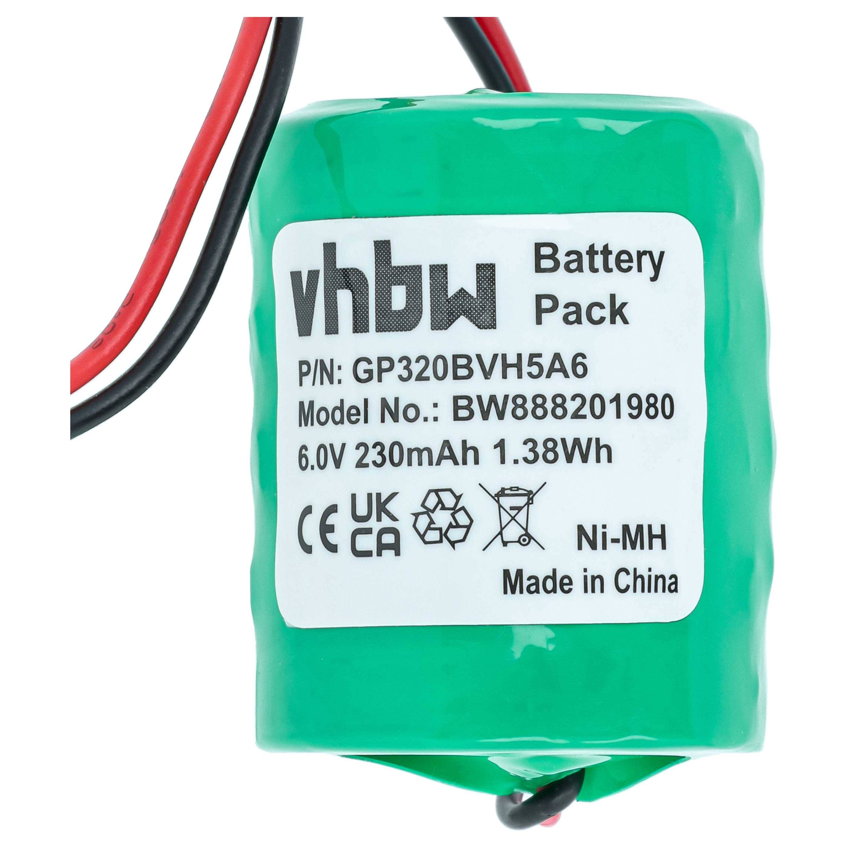 vhbw 2x Akku Ersatz für Honeywell GP250BVH5A6, CP300H, GP320BVH5A6 für Alarmanlage, Alarmsystem (230 mAh, 6 V, NiMH)