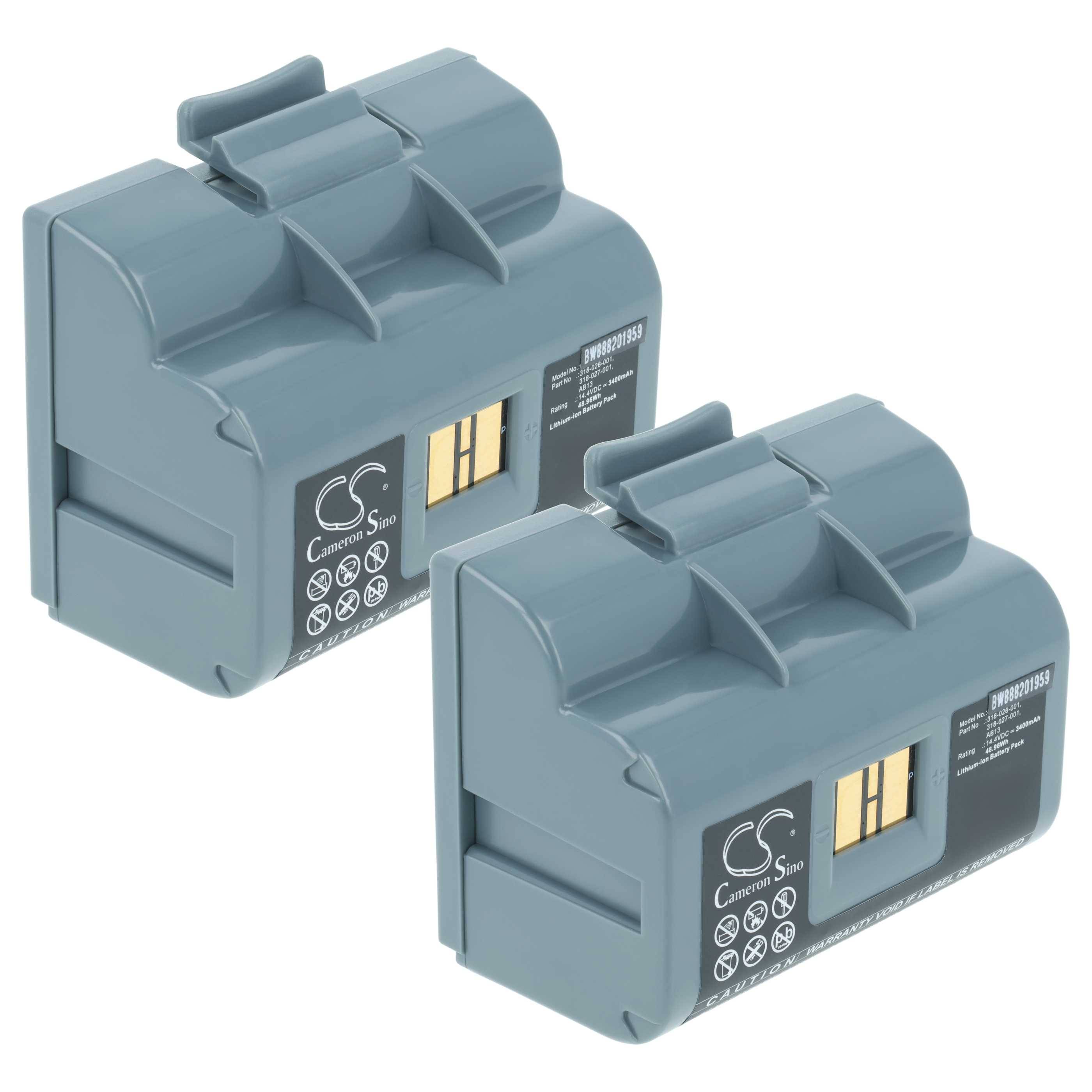 vhbw 2x Akku Ersatz für Intermec 318-026-001 | 318-026-003 für Drucker Kopierer Scanner Etiketten-Drucker (3400 mAh, 14